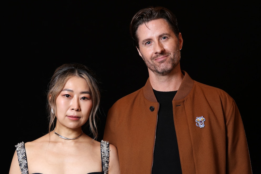 PHOTO: Chris Appelhans and Maggie Kang codirectors nominees for Best Animated Feature Film "KPop Demon Hunters" pose during a photo session ahead of the 98th Oscars in Beverly Hills, California on February 10, 2026.