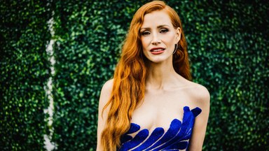 jessica chastain blue dress Aina Tropics Nonna Strapless Satin Maxi Dress  Sugarlips