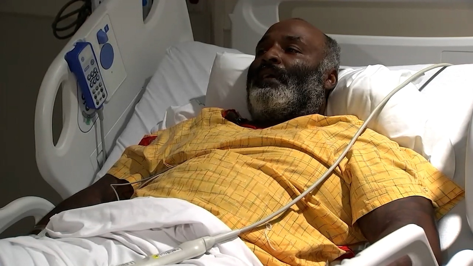 A Riverside, California, man is recovering from emergency surgery and faces the possibility of losing both legs after he says he tried to help a pregnant woman escape a burning apartment complex.