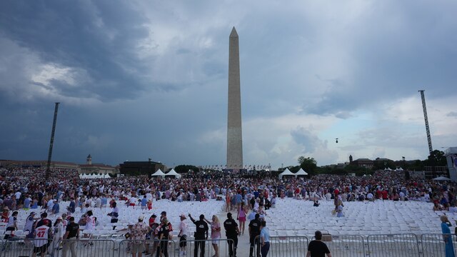 Trump speaks at Salute to America event as evacuation ordered