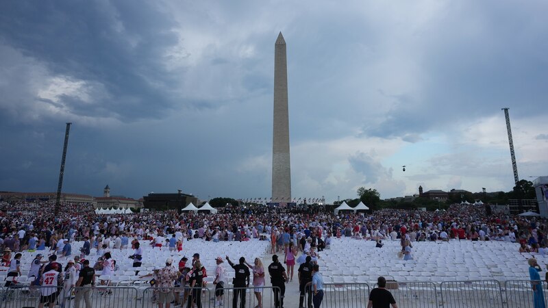 Trump speaks at Salute to America event as evacuation ordered