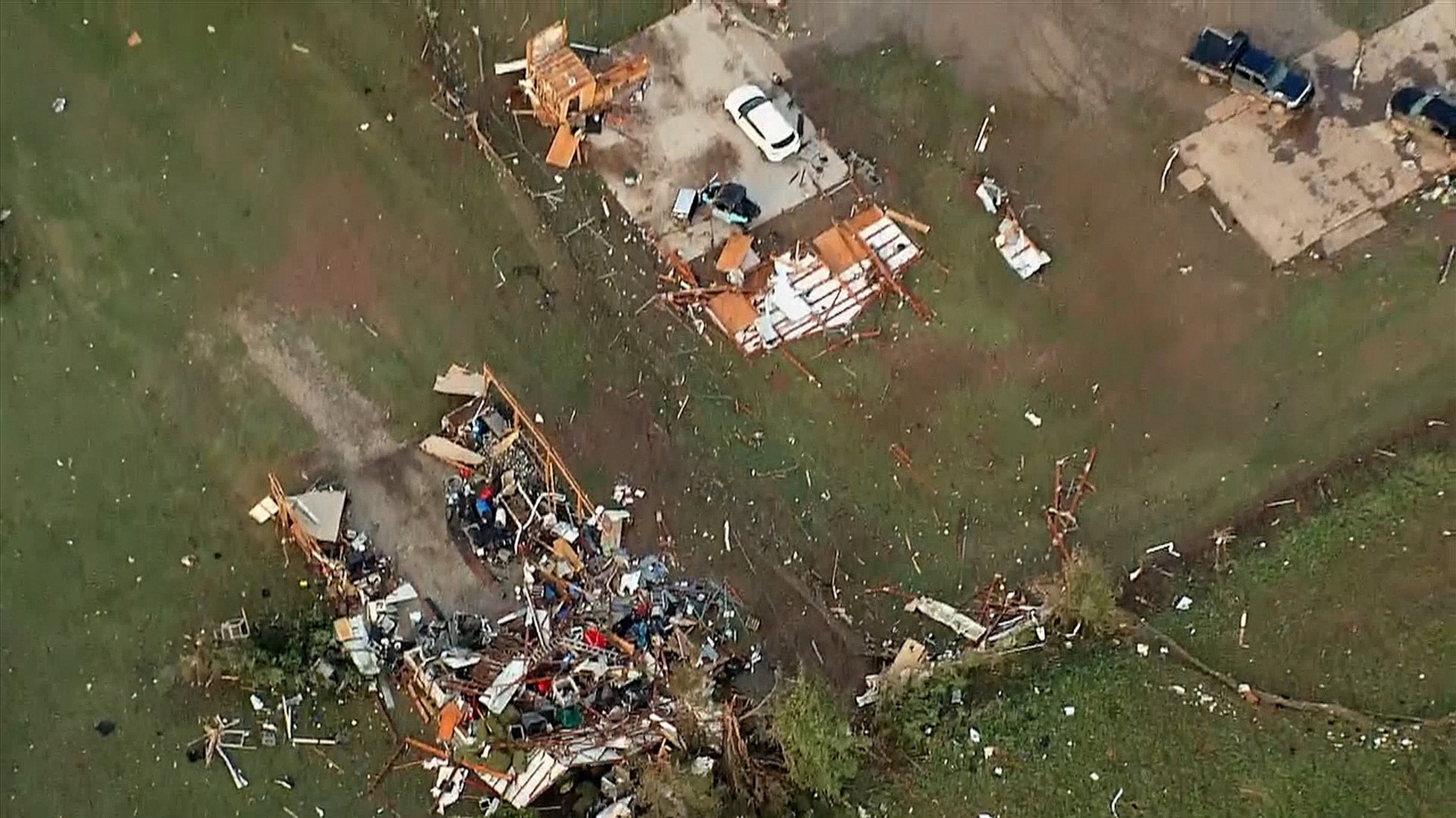 PHOTO: A destroyed home is seen the morning after a tornado passed through Enid, Oklahoma, April 24, 2026.