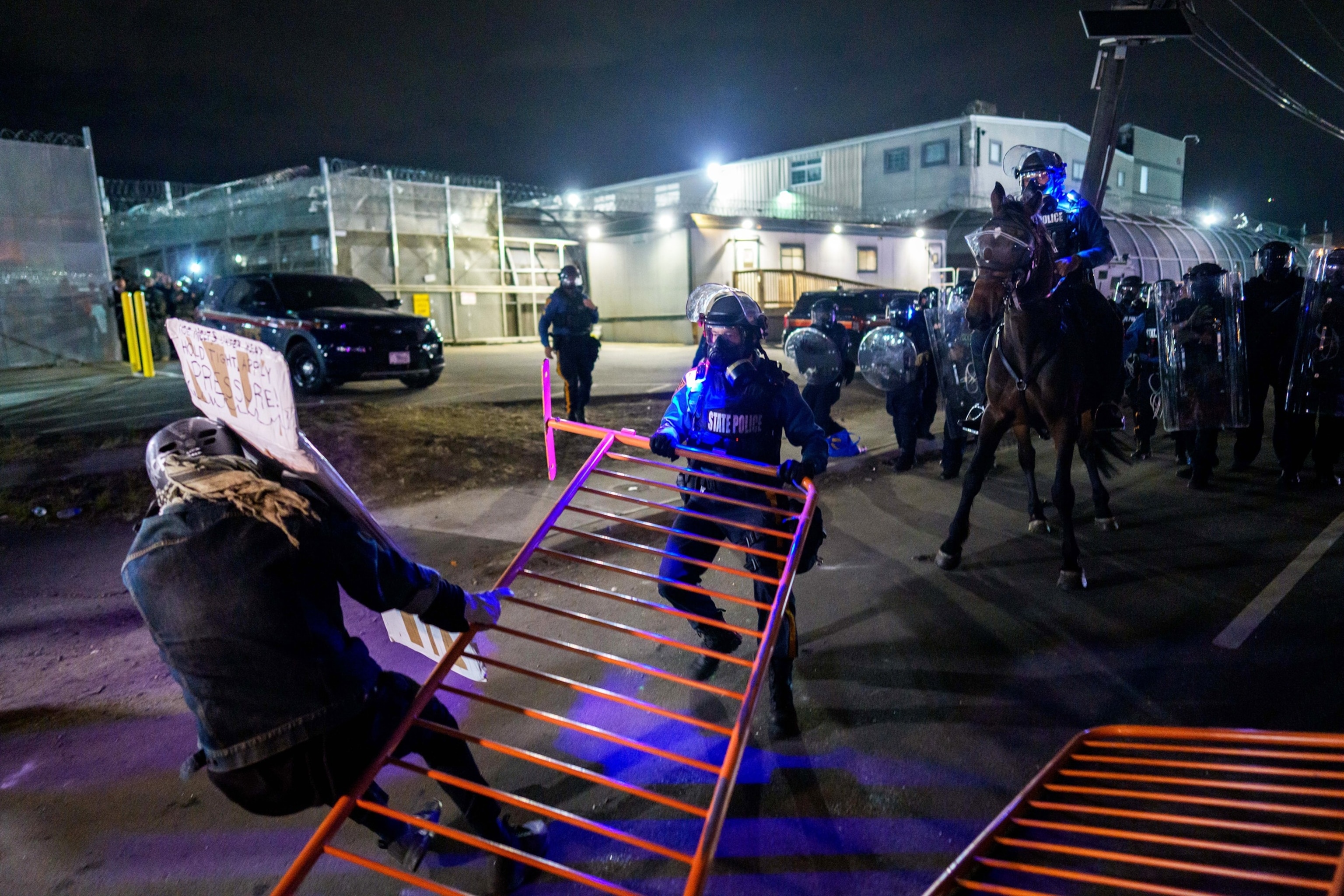 PHOTO: Immigration Advocates Demonstrate And Clash With Officers Outside Delaney Hall Detention Facility In Newark