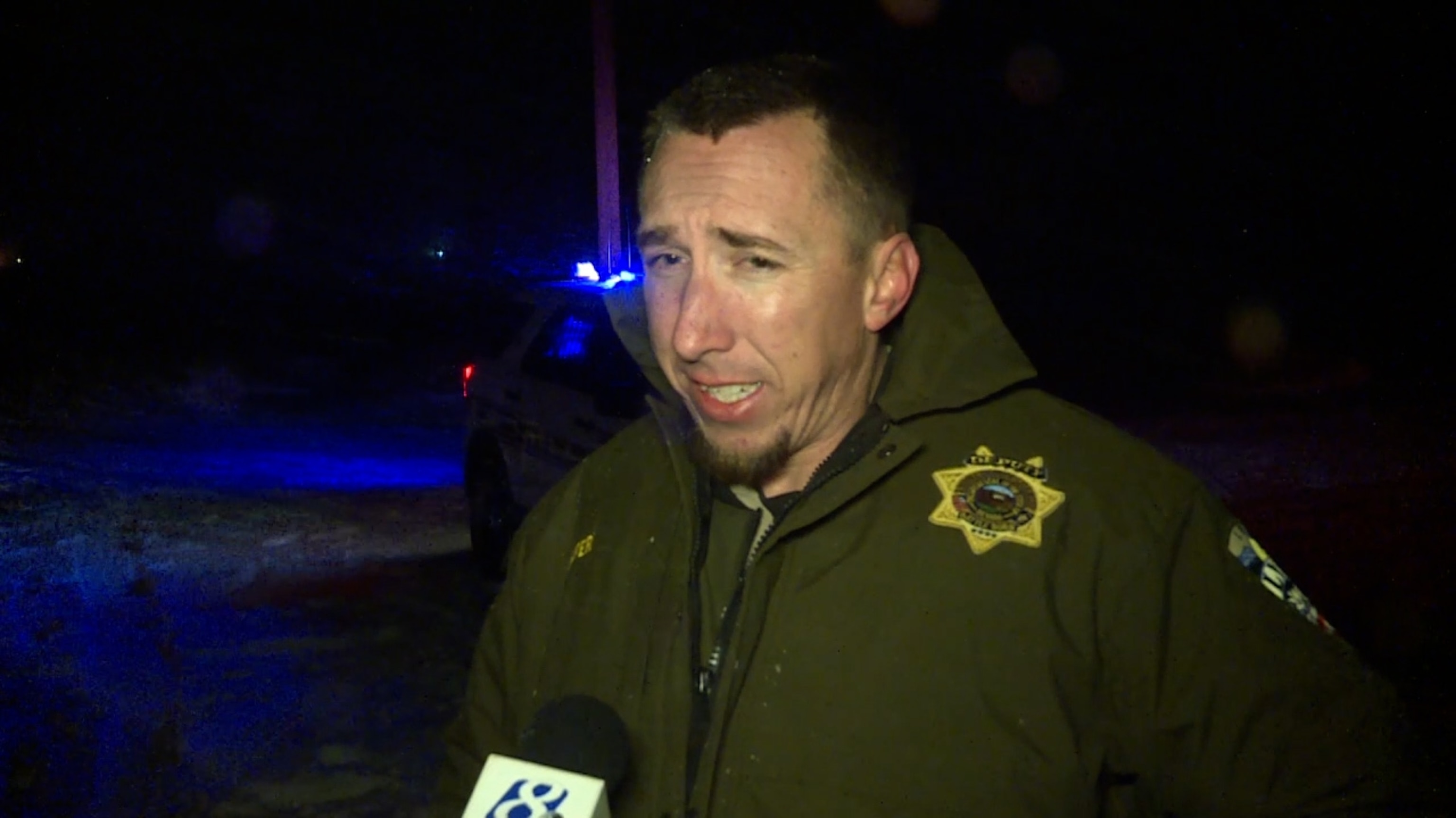 PHOTO: Sgt. Nathan Cooper with the Lyon County Sheriff's Office provides an update on the Care Flight plane crash, Feb. 24, 2023.