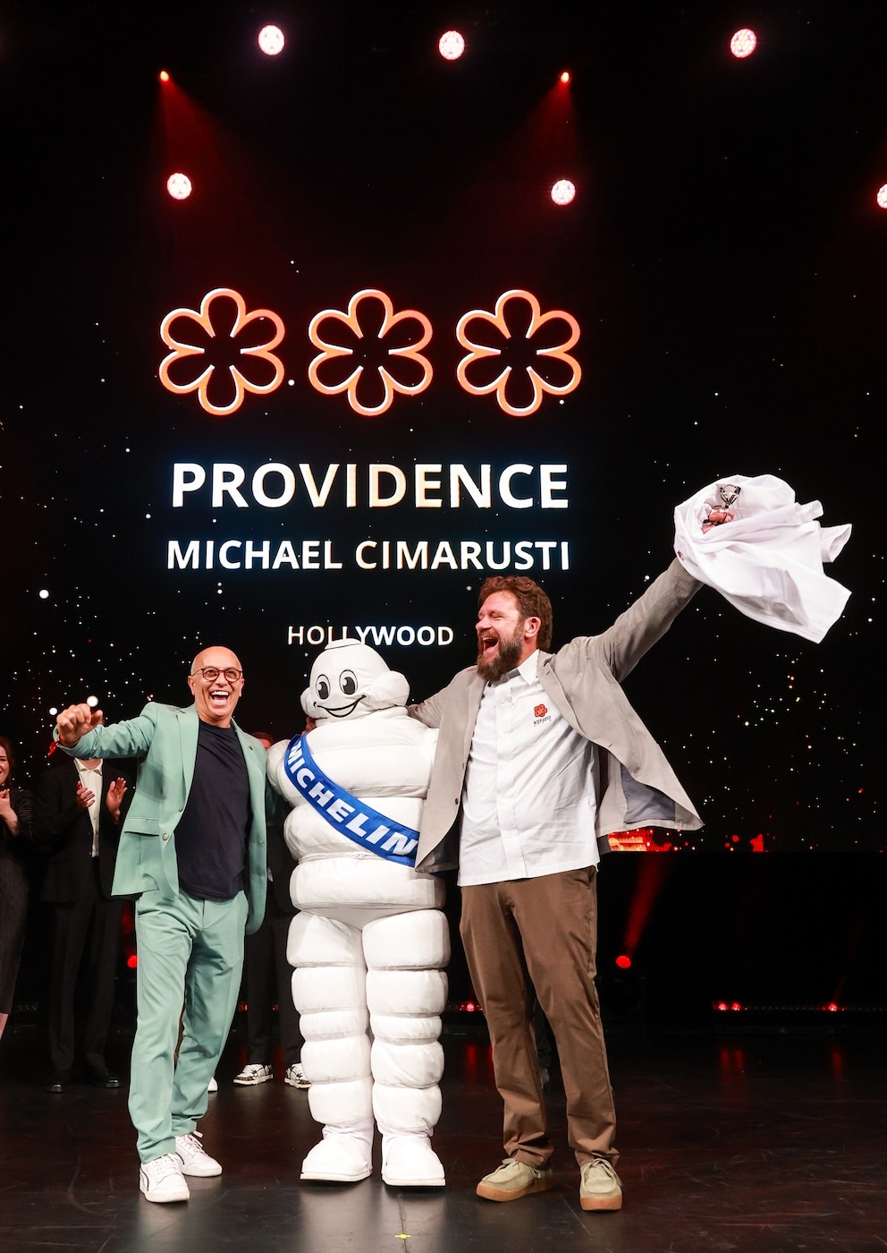 PHOTO: Co-owners Donato Poto and chef Michael Cimarusti at the MICHELIN Guide California 2025 awards ceremony.