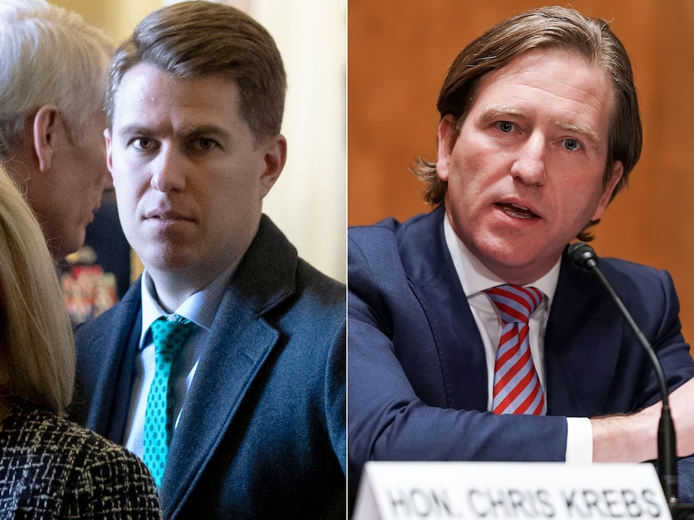 PHOTO: Miles Taylor in Washington, D.C., on March 5, 2019. | Chris Krebs in Washington, D.C., on Dec. 16, 2020.