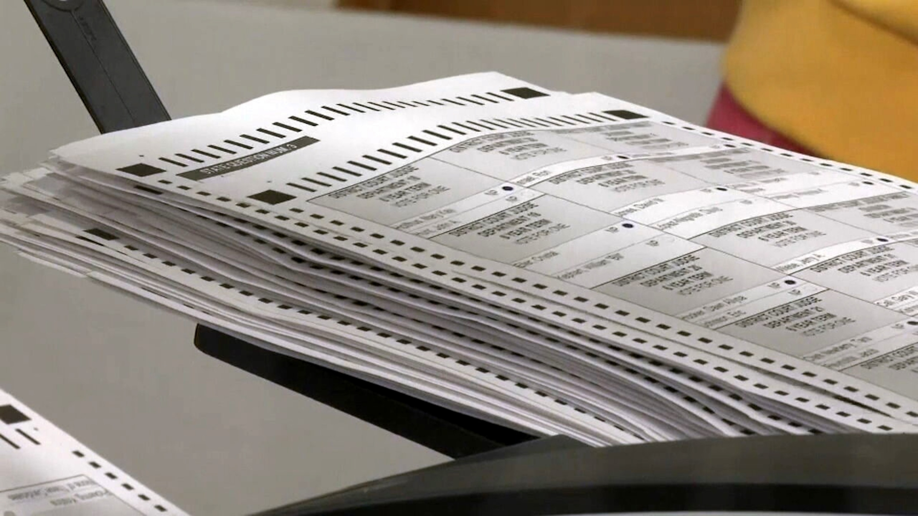 PHOTO: At Runbeck, all of the ballots get printed on machines that run at 500 feet per minute. Runbeck moves about 20,000 ballots every hour.