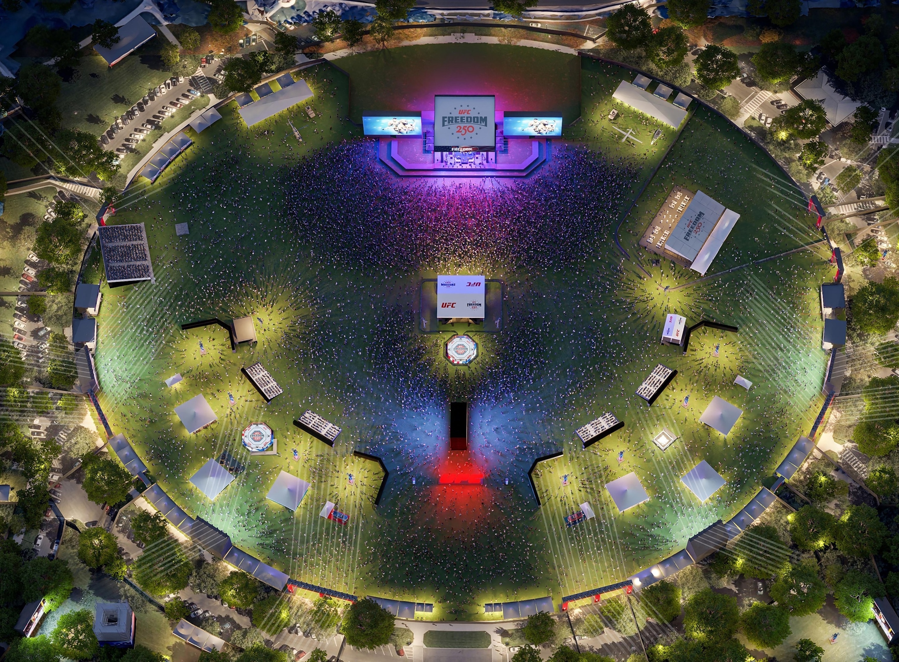 PHOTO: Artist rendering of the  UFC Freedom 250 Fan Fest to be held at the White House in Washington, June 14, 2026.