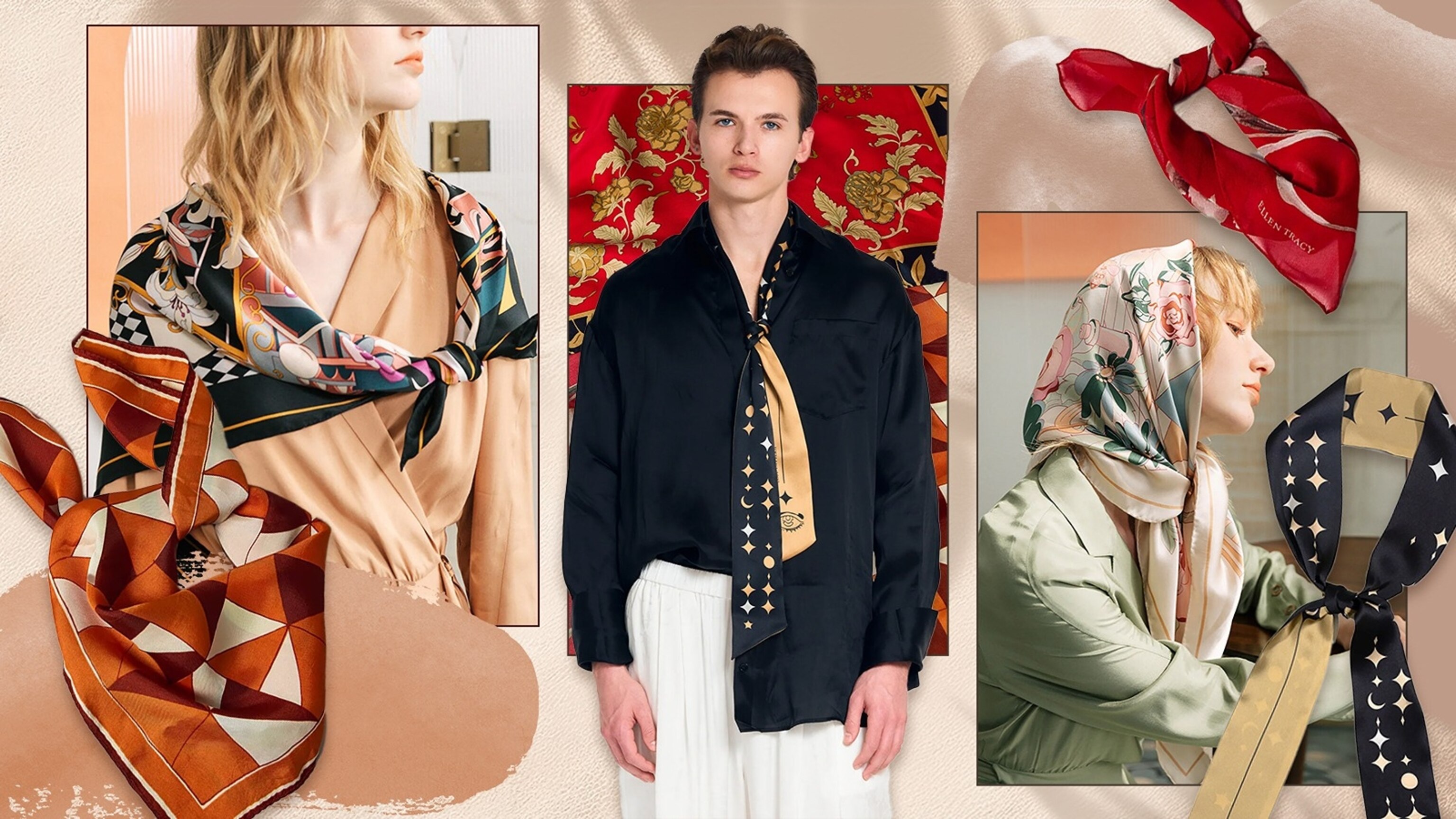 Silk and satin scarves for dressing up your look this fall - Good