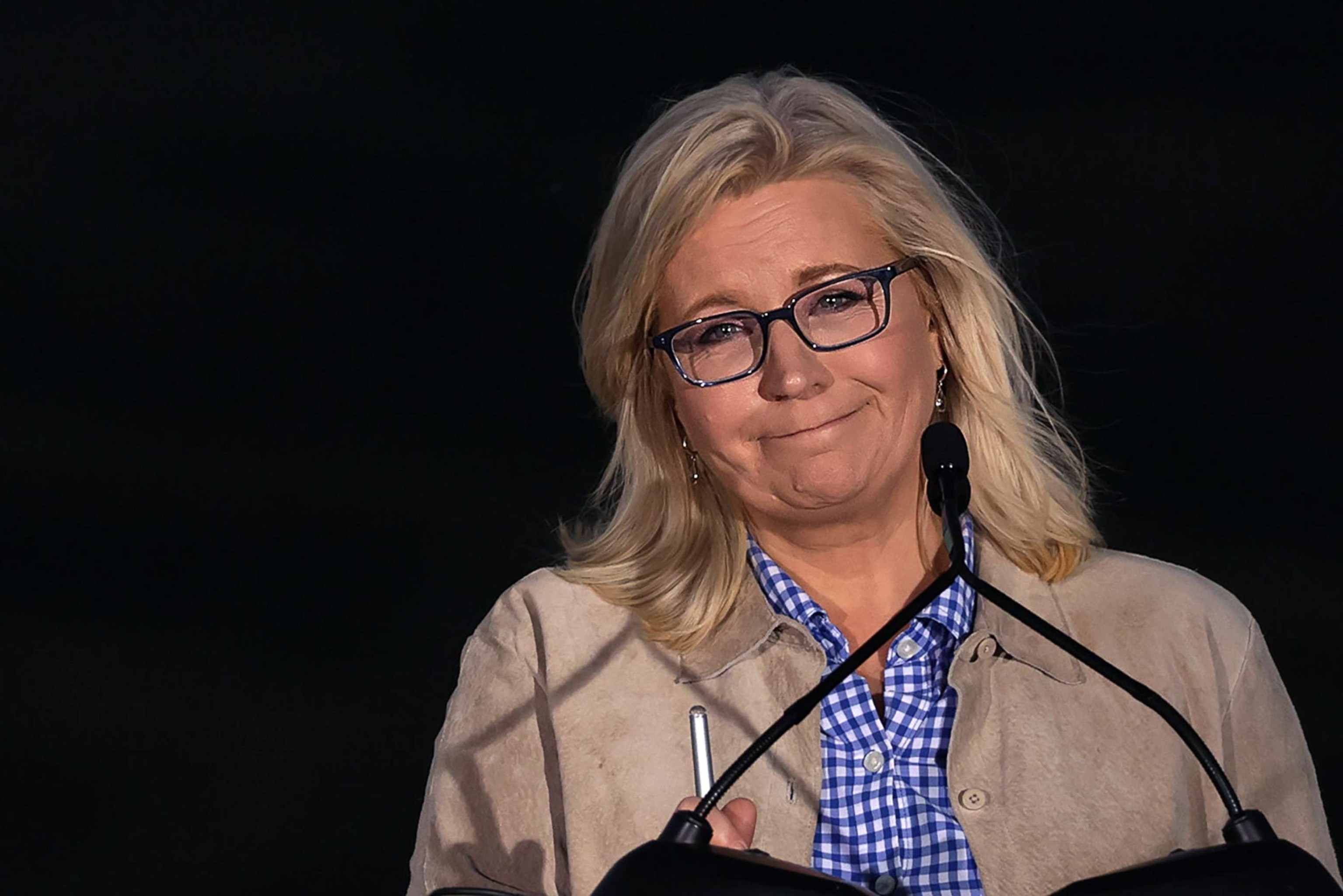 PHOTO: Rep. Liz Cheney gives a concession speech to supporters during a primary night event, Aug. 16, 2022, in Jackson, Wyo.