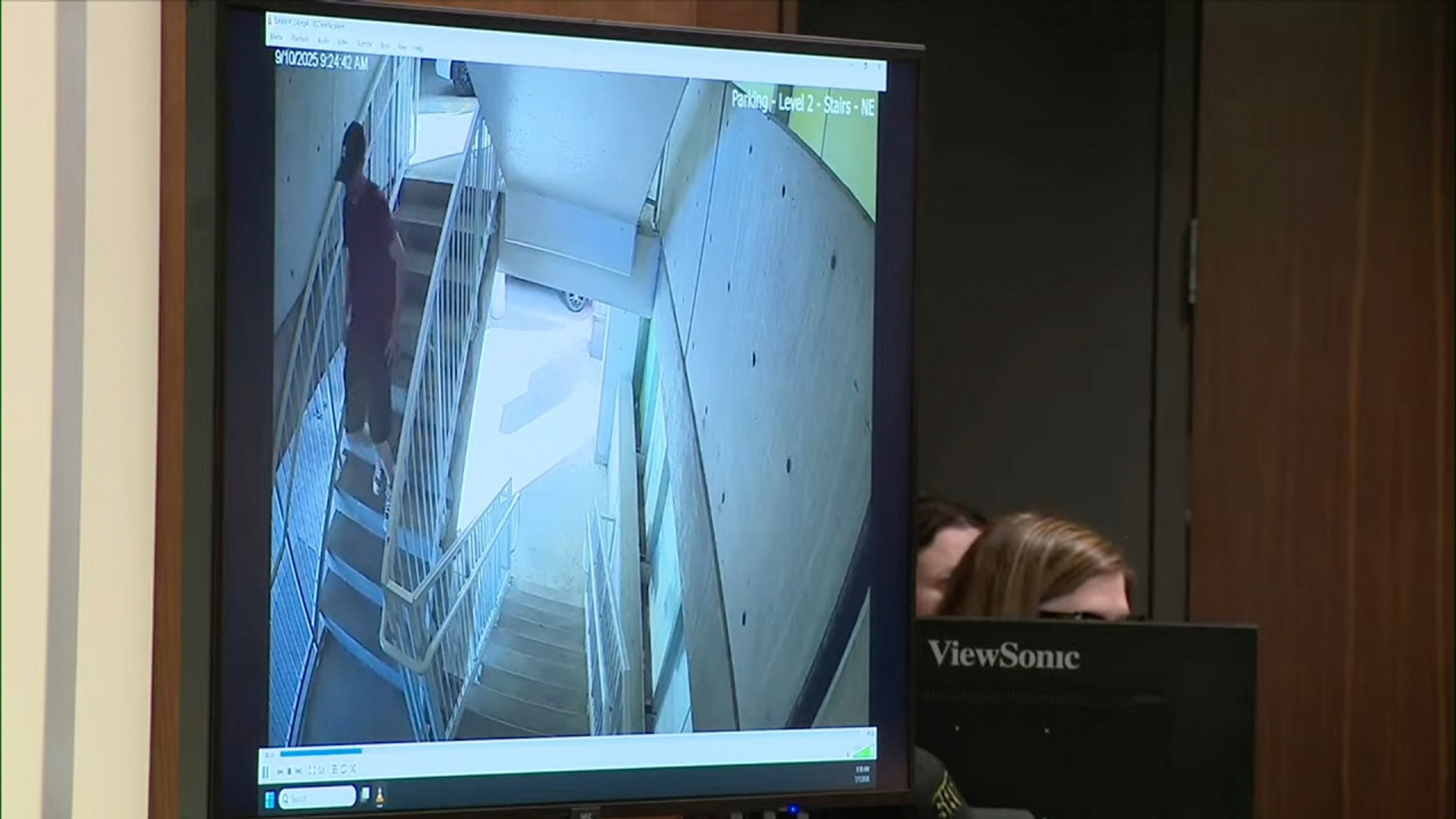 PHOTO: Prosecutors played this compilation video in court, July 7, 2026, of defendant Tyler Robinson’s movements on the campus of Utah Valley University leading up to and after the fatal shooting, Sept. 10, 2025, of conservative activist Charlie Kirk.  