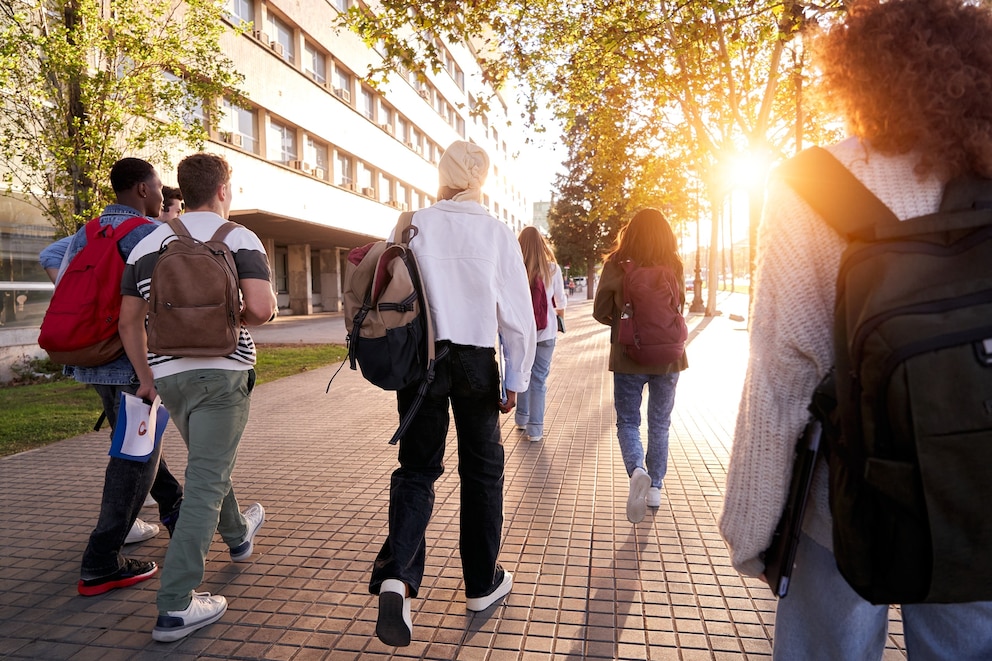 PHOTO: A group of students in an undated stock photo going to class. 