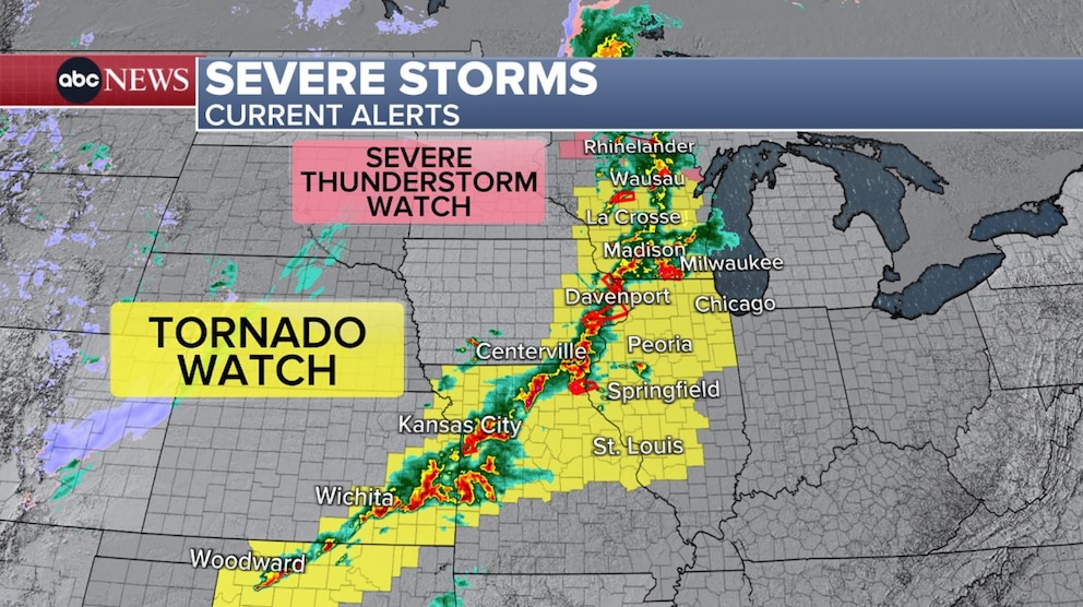 PHOTO: severe storms weather map