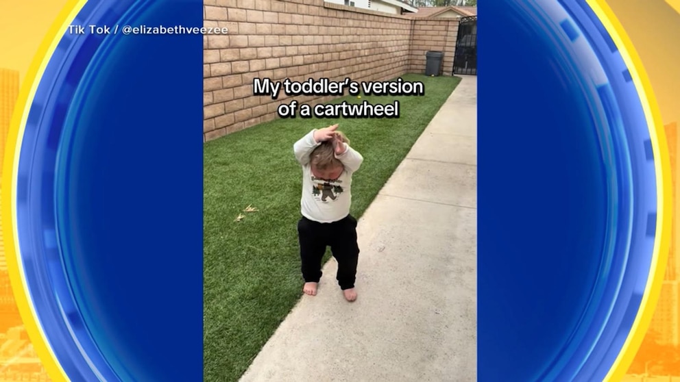 Video Toddler gives his best shot at cartwheels