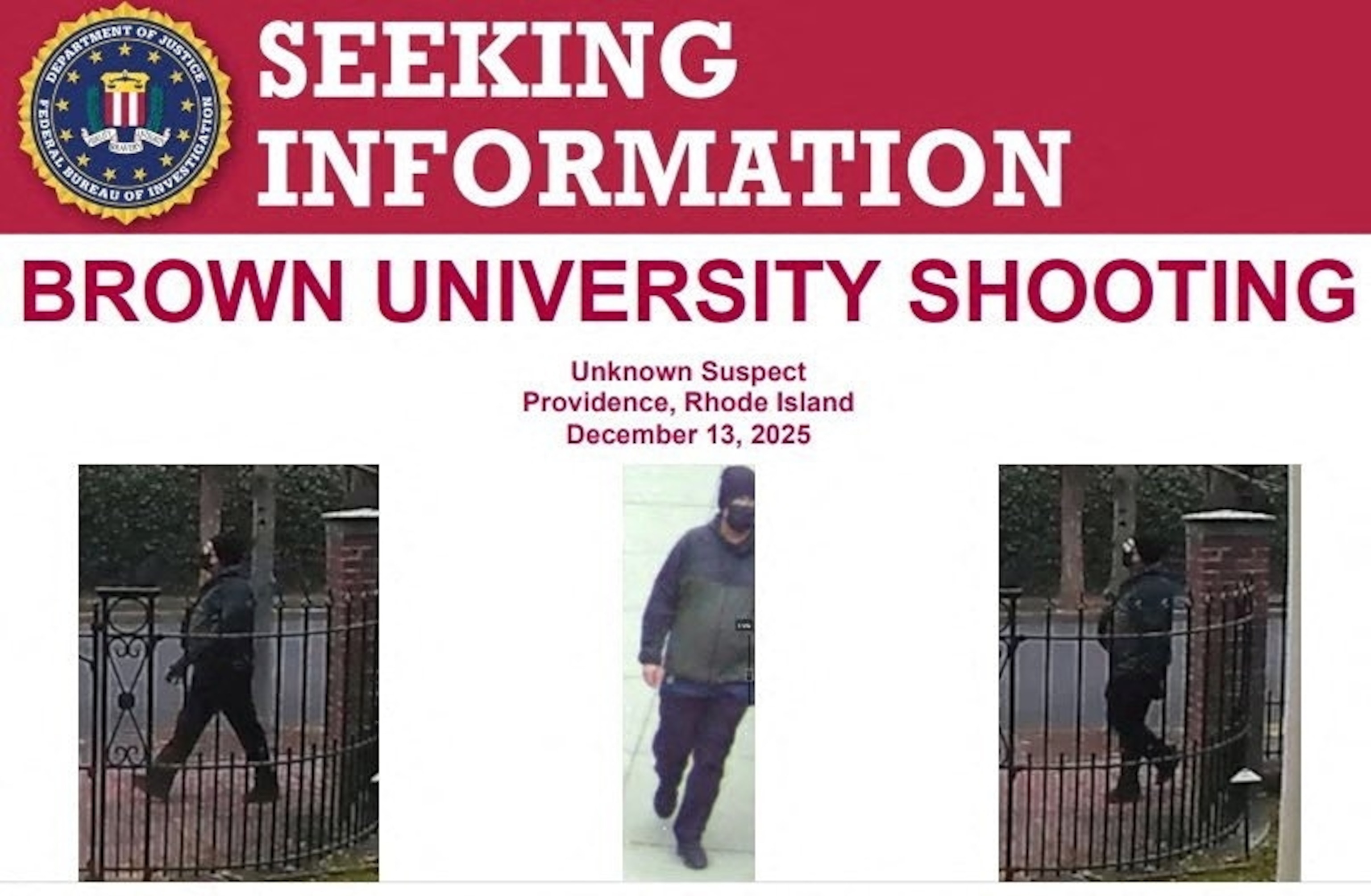 As Brown University shooting manhunt continues, FBI offers reward for info leading to conviction As Brown University shooting manhunt continues, FBI offers reward for info leading to conviction
