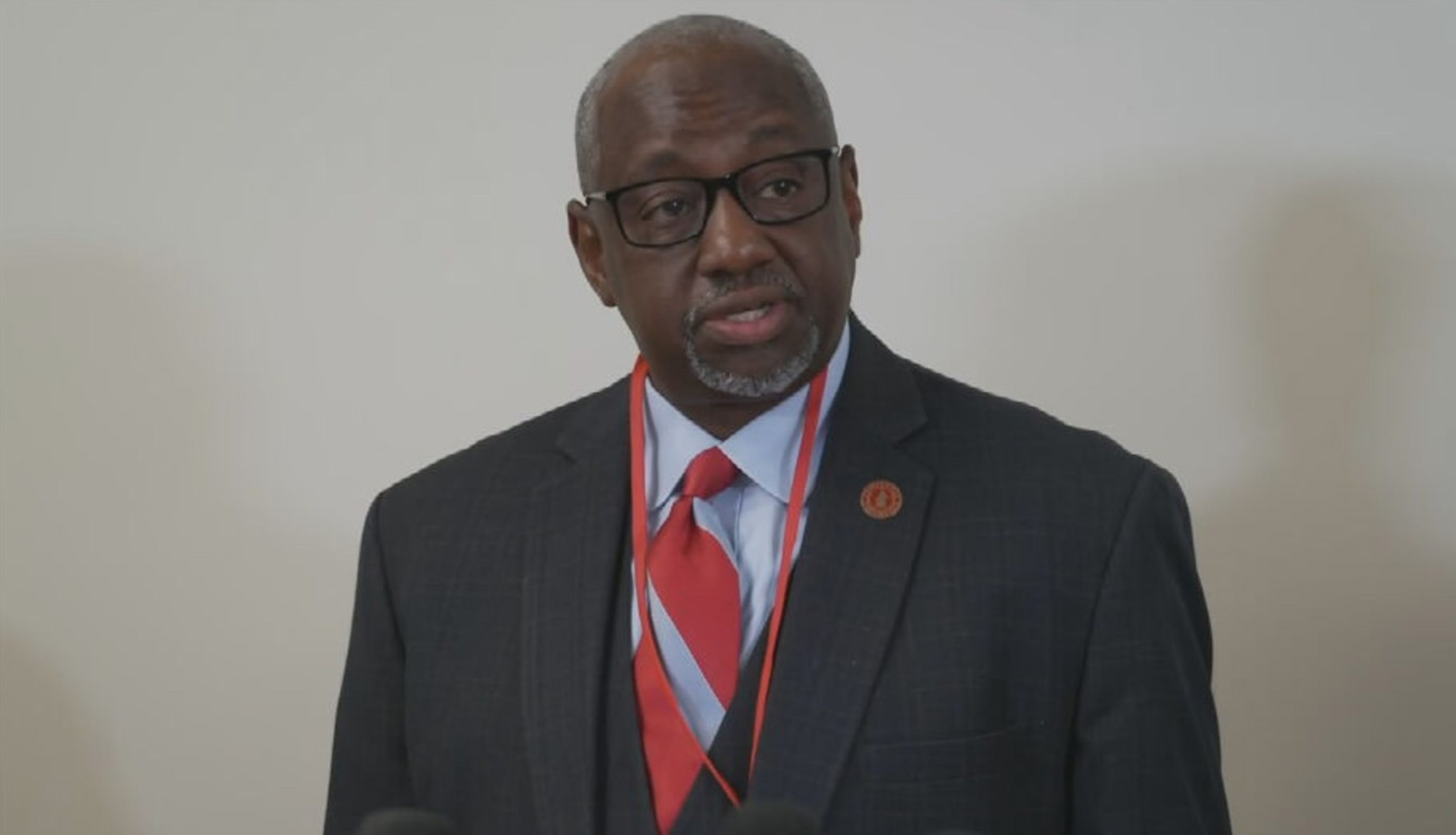 PHOTO: Mark Brown, president and CEO of Tuskegee University in Alabama, speaks at a news conference on Nov. 11, 2024.
