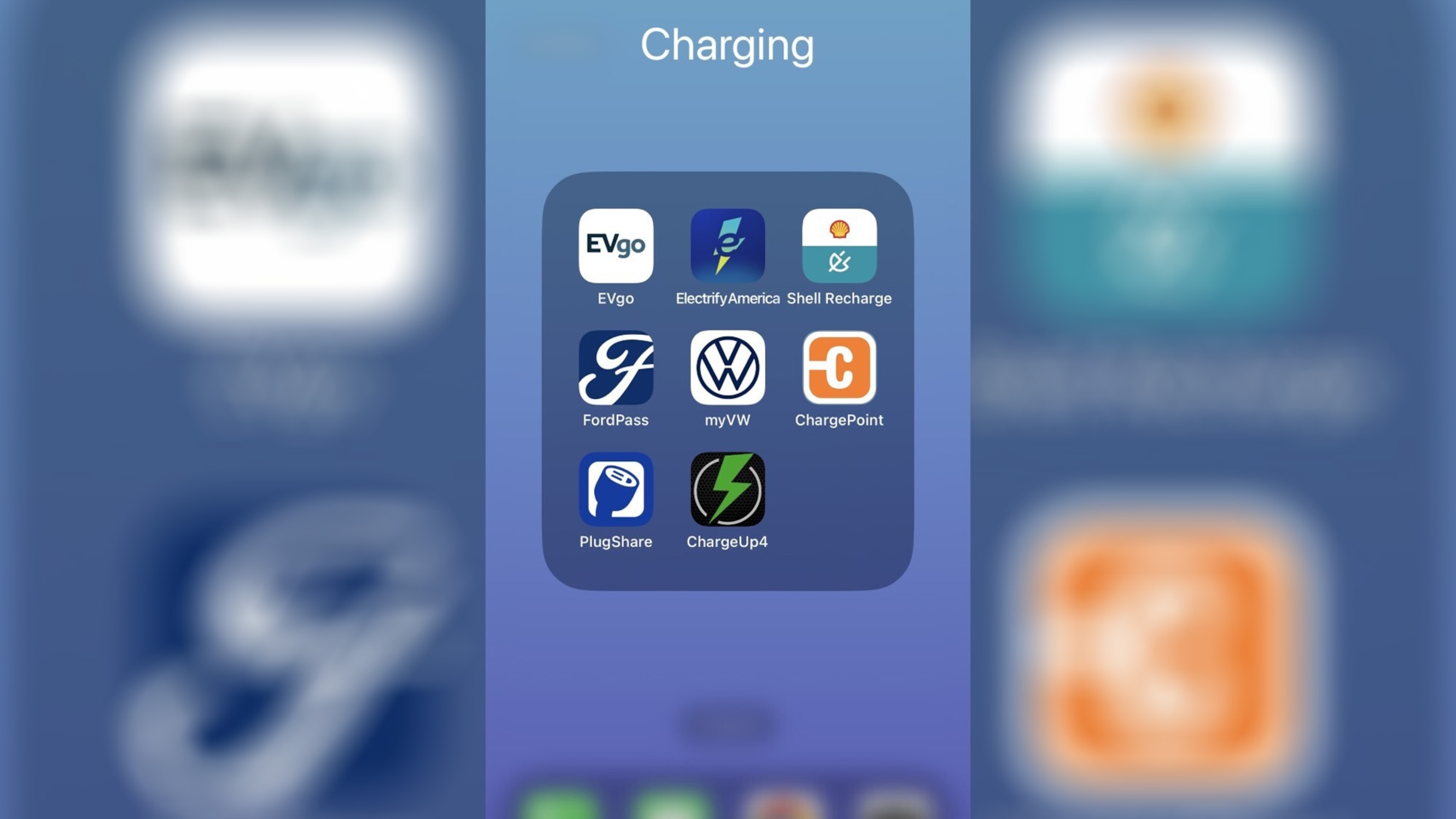 PHOTO: Jared Rosenholtz, who relies on Level 2 and Level 3 public chargers, has eight separate charging apps on this phone.