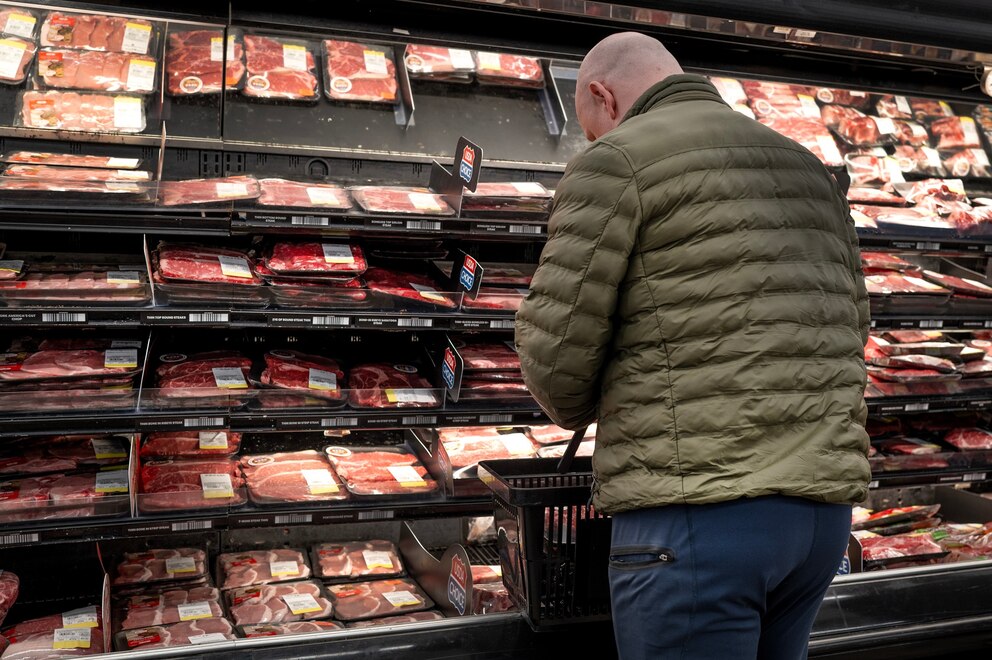 Photo: Consumers shop for meat in a Chicago, Illinois, grocery store, May 22, 2026.  High demand and shrinking herds have driven prices for beef to near-record highs. 
