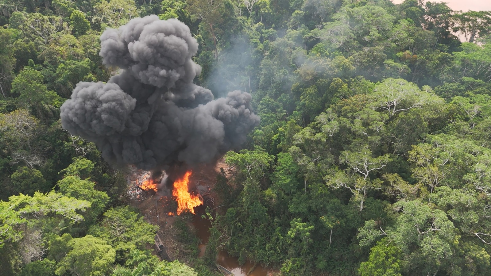 The skies above a rich corner of the Peruvian Amazon filled with smoke and debris this week as all branches of the country's military attacked illegal gold mini