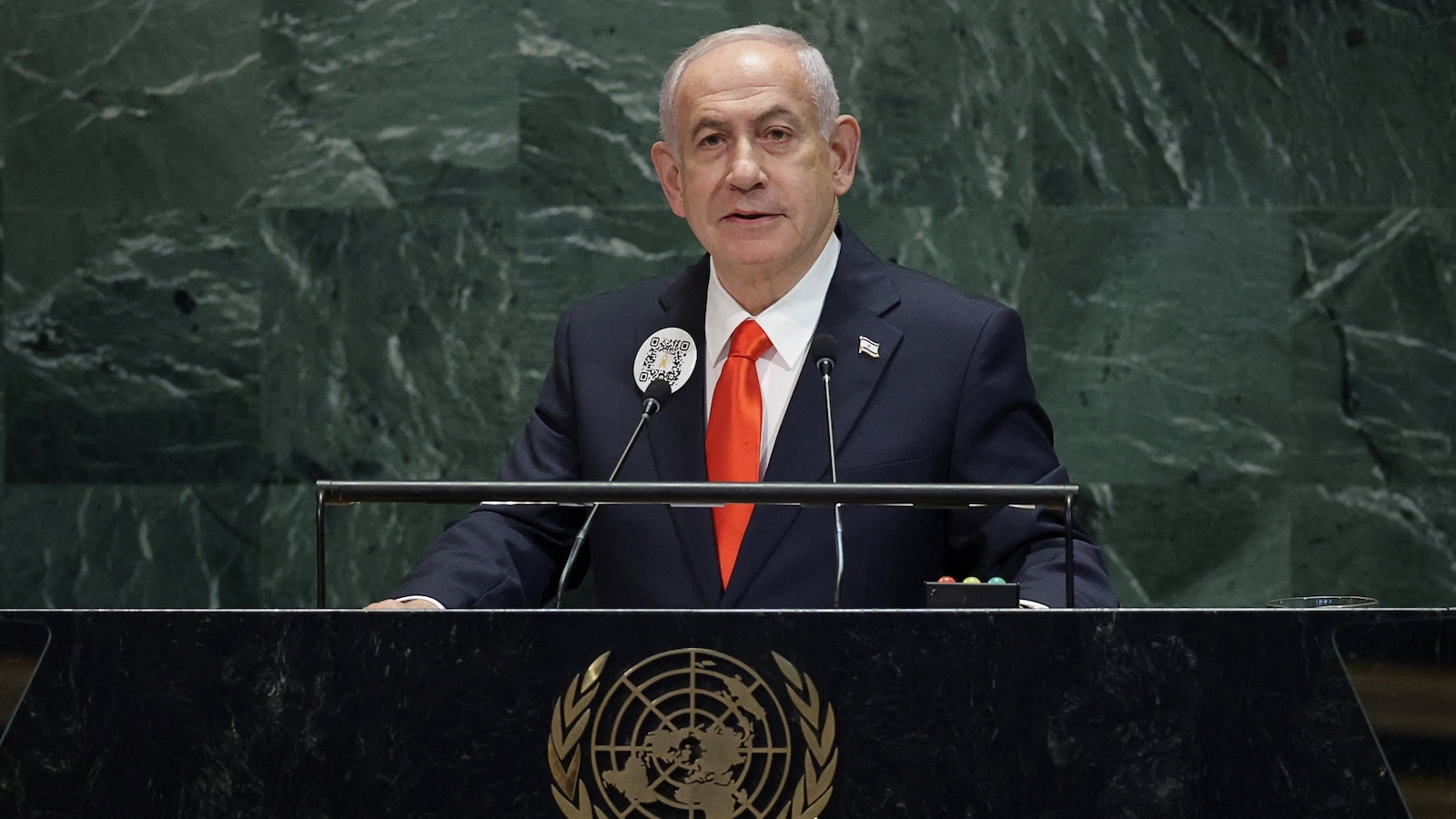 Delegates walk out as Netanyahu speaks at the United Nations