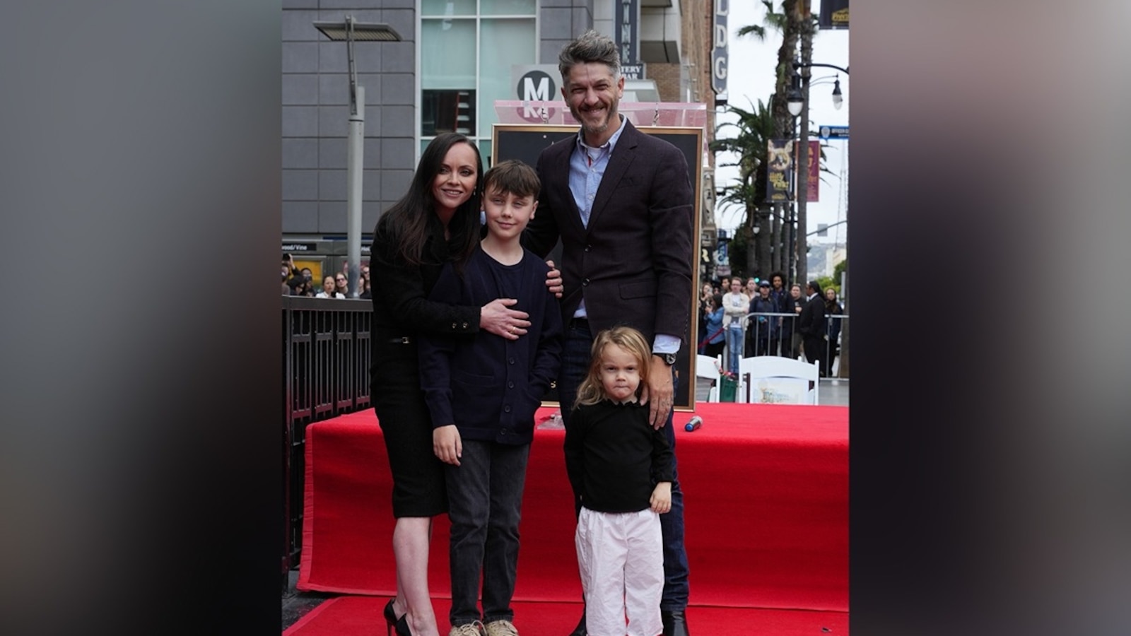 Christina Ricci, guests and Mark Hampton attend the Hollywood Walk of Fame Star Ceremony Honoring Christina Ricci on March 06, 2025 in Hollywood, California.