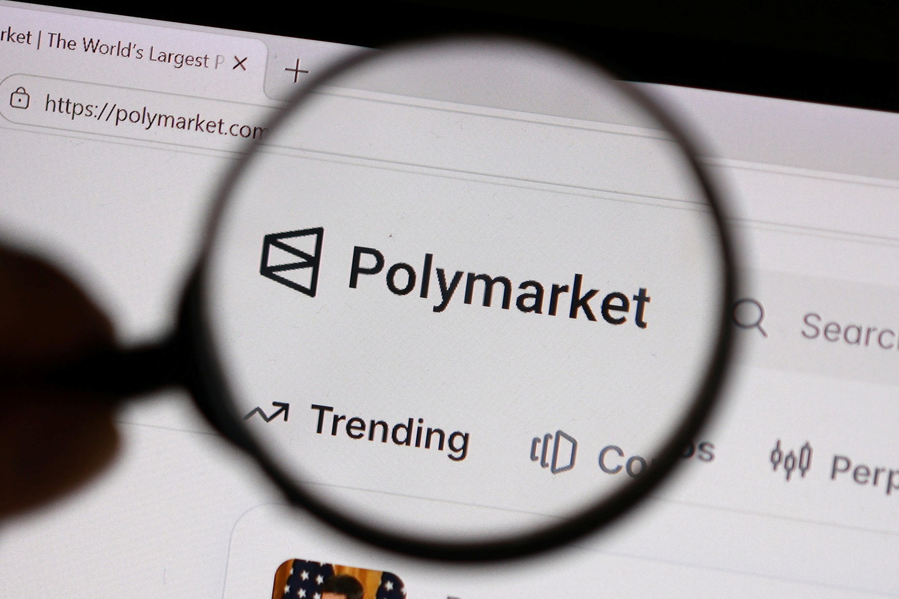 PHOTO: Illustration shows Polymarket logo
