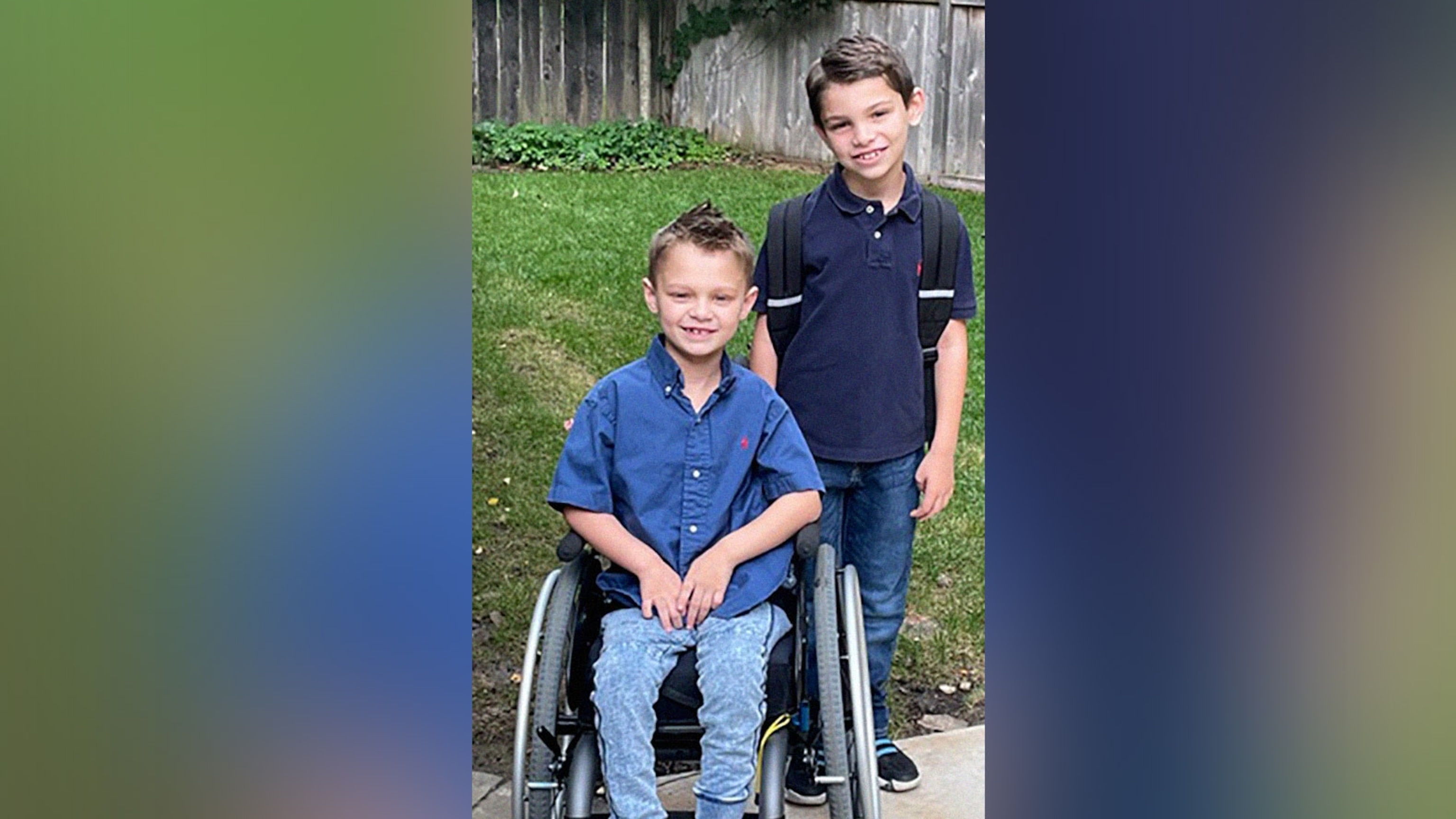 PHOTO: Cooper and Luke Roberts are pictured in an image released by their family, Oct. 10, 202. Cooper joined his twin brother in third grade this week.