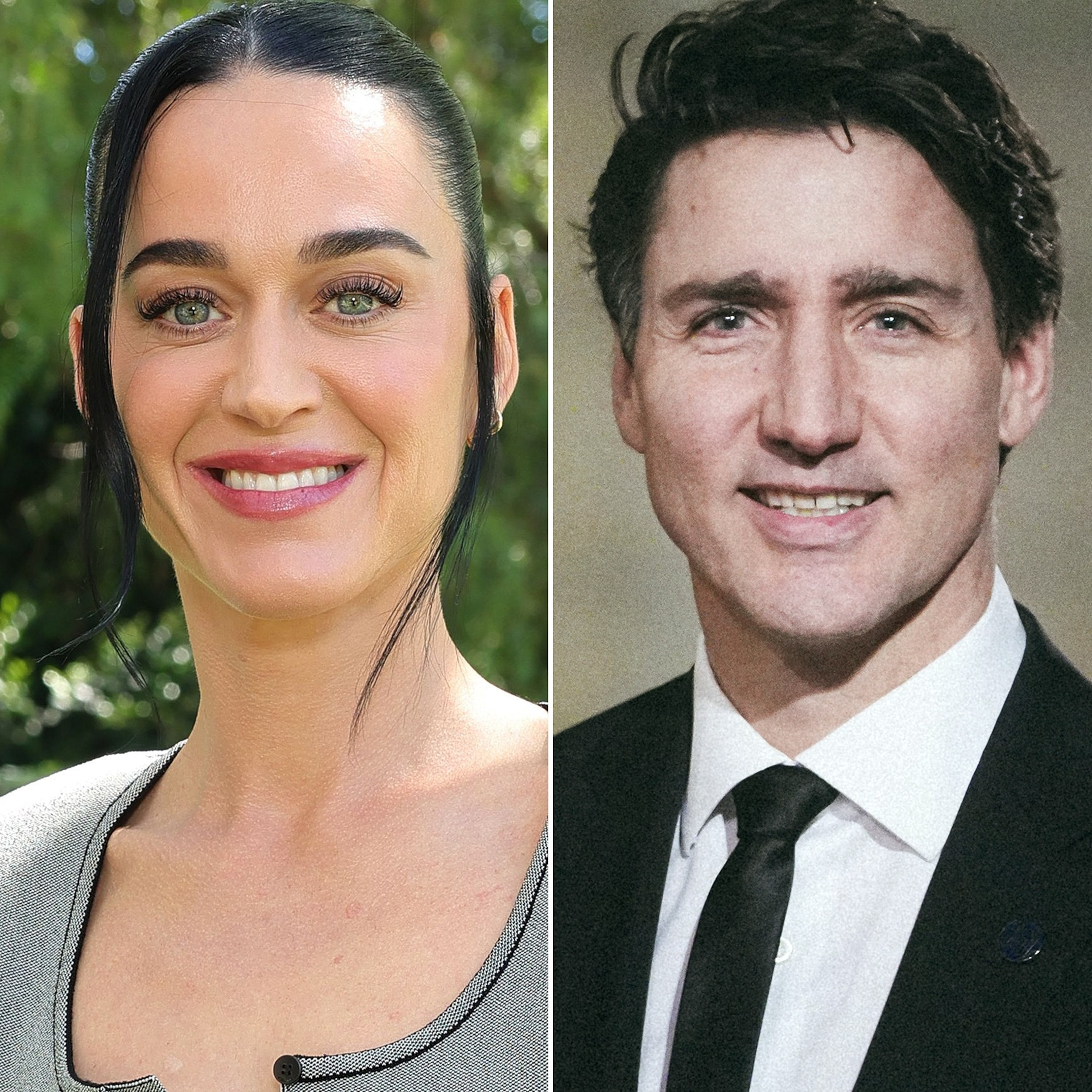 PHOTO: Katy Perry, March 11, 2026 in Beverly Hills, Calif., and  Justin Trudeau, February 10, 2025 in Paris.