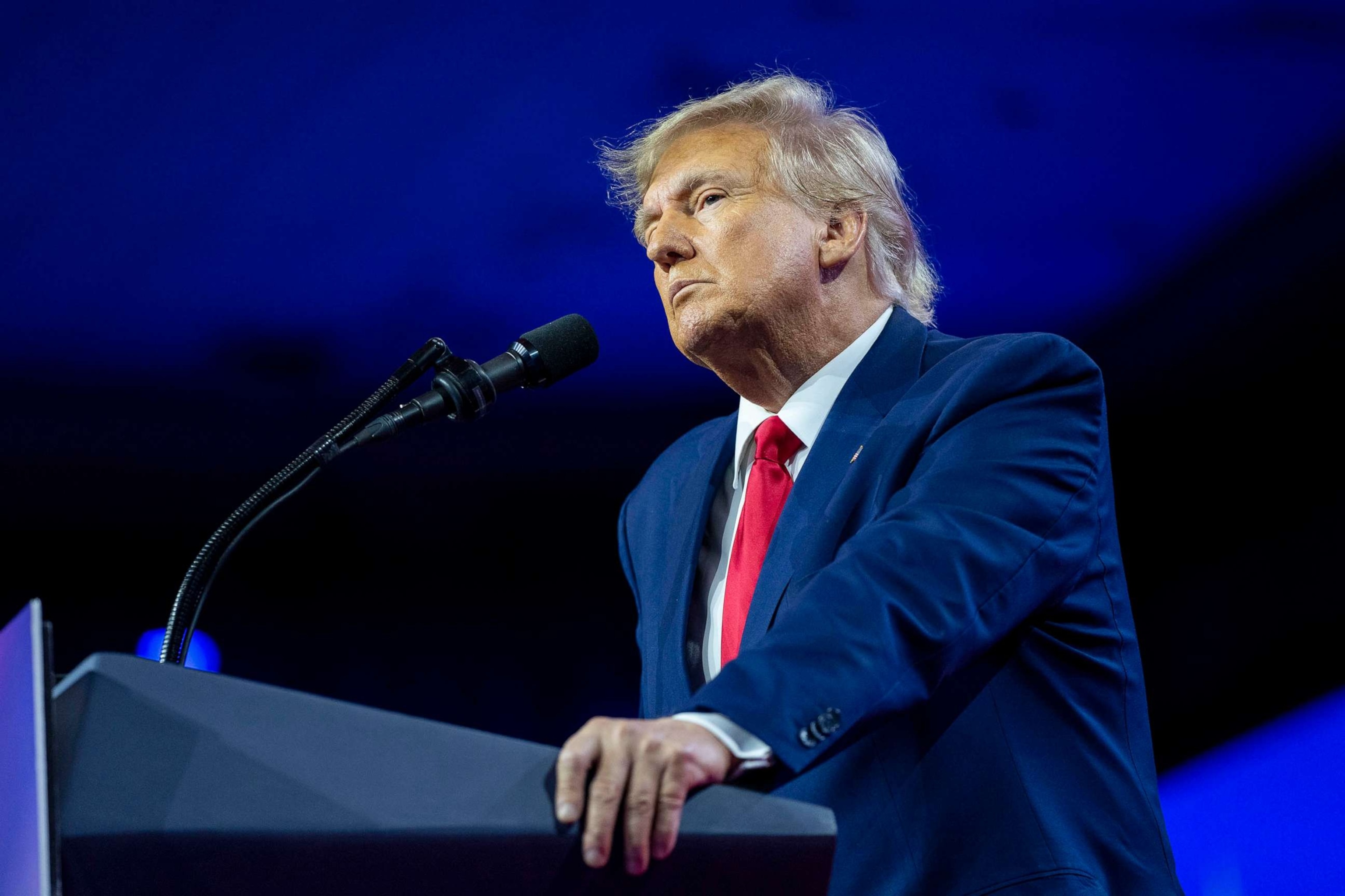 PHOTO: FILE - Former President Donald Trump speaks at the Conservative Political Action Conference, CPAC 2023, March 4, 2023, at National Harbor in Oxon Hill, Md.