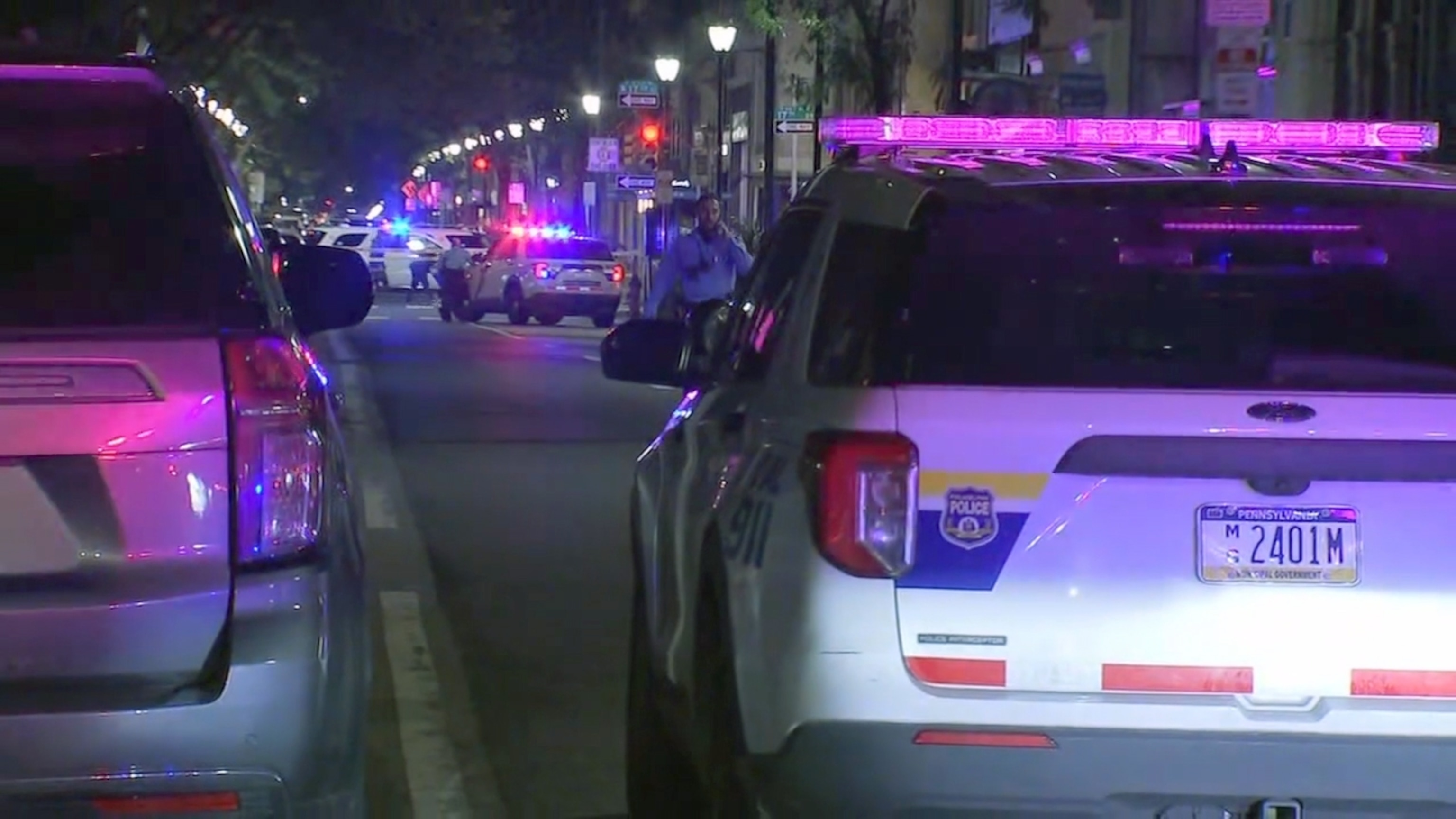 PHOTO: Police secure the area around retail stores in Philadelphia after several incidents of looting occurred in the evening of Sept. 26, 2023.