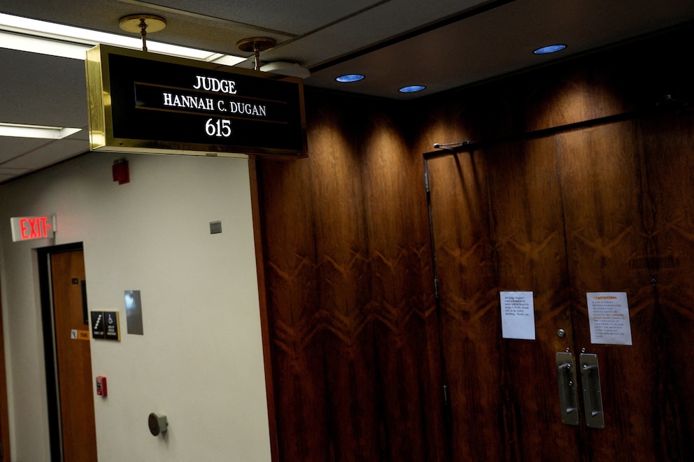 PHOTO: A view shows a sign with the name of Wisconsin county judge Hannah Dugan inside Milwaukee County Courthouse in Milwaukee, Wisconsin, U.S., April 25, 2025. 