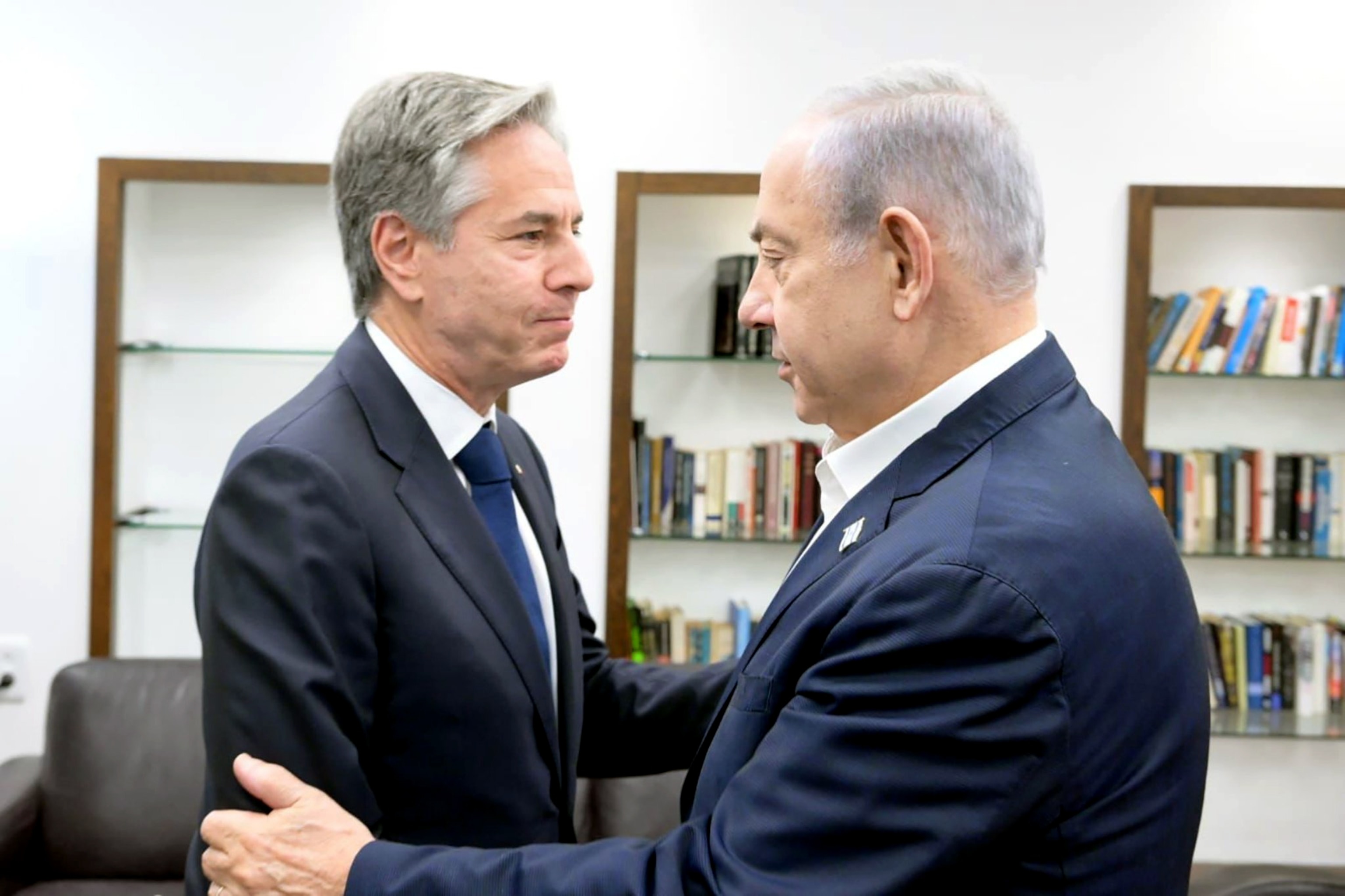 PHOTO: U.S. Secretary of State Antony Blinken and Israeli Prime Minister Benjamin Netanyahu, during a meeting in Tel Aviv, Israel, Nov. 3, 2023.