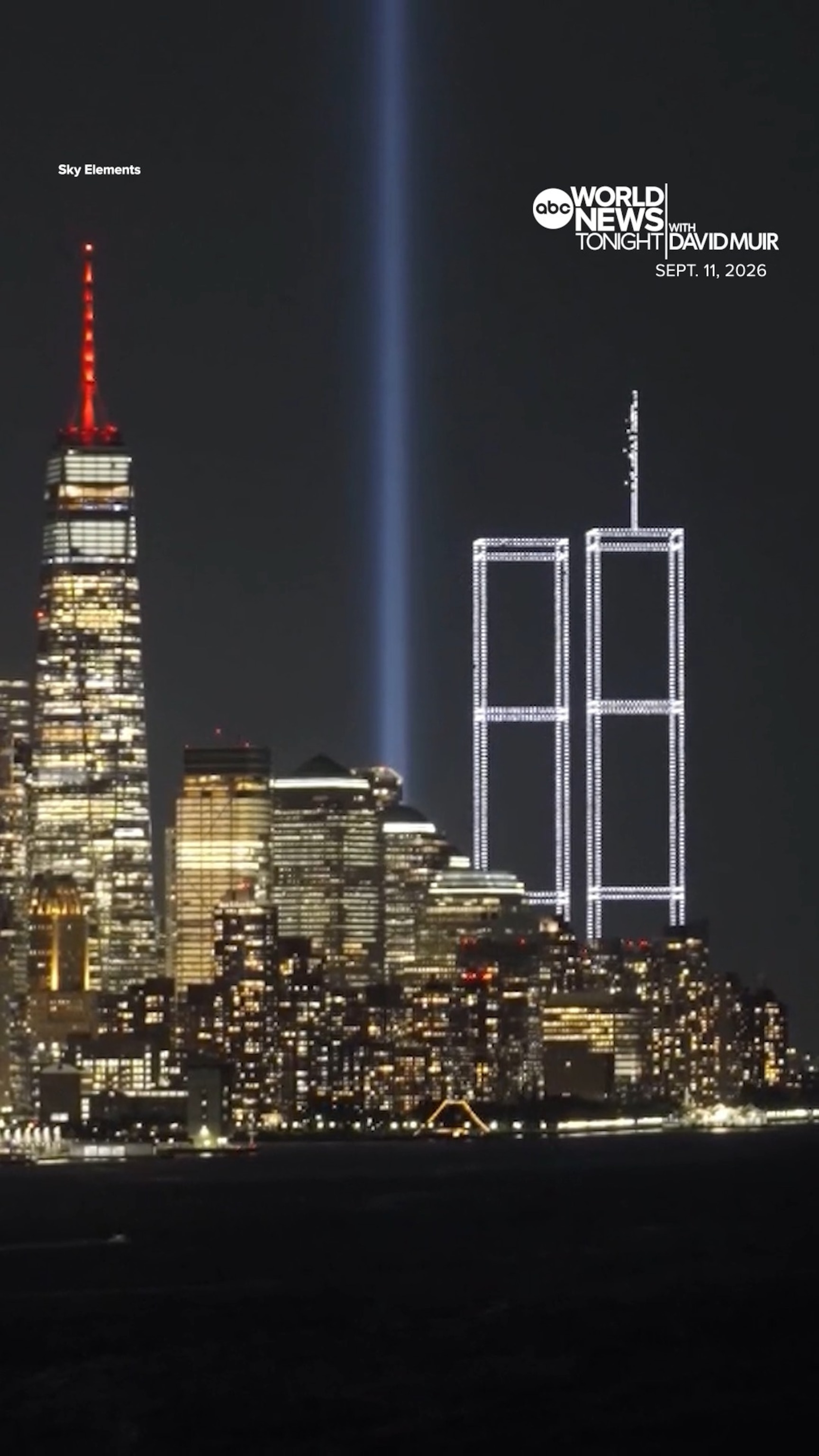 David Muir sharers 9|11 tribute of drones illuminating NYC skyline