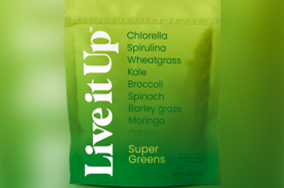 PHOTO: The recall involves "Live it Up Super Greens" powder in original and wild berry flavors with expiration dates from August 2026 to January 2028.