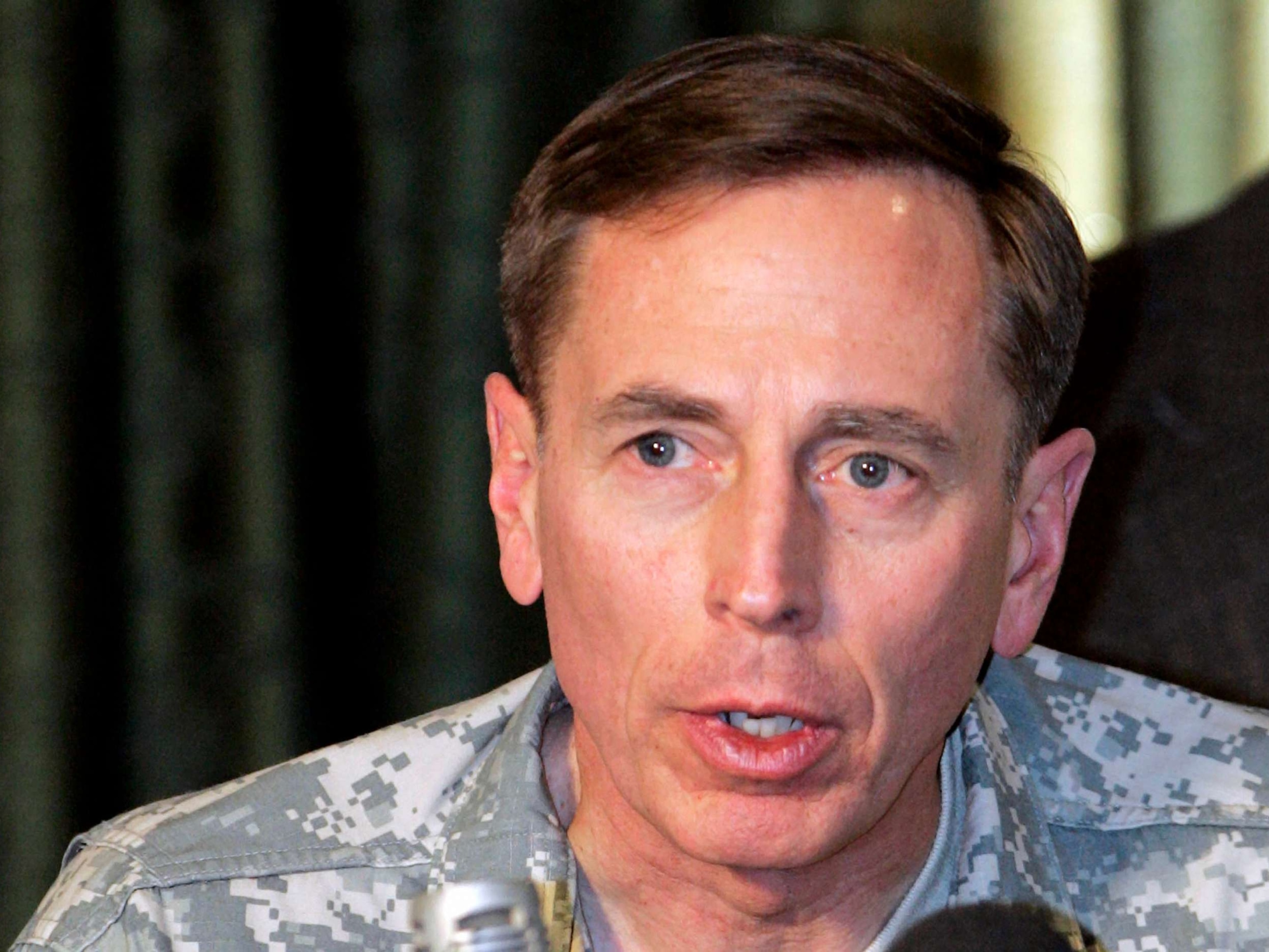 PHOTO: FILE - U.S. commander in Iraq General David Petraeus speaks during a meeting with tribal members of the awakening council, Dec. 13, 2007 in Baghdad.