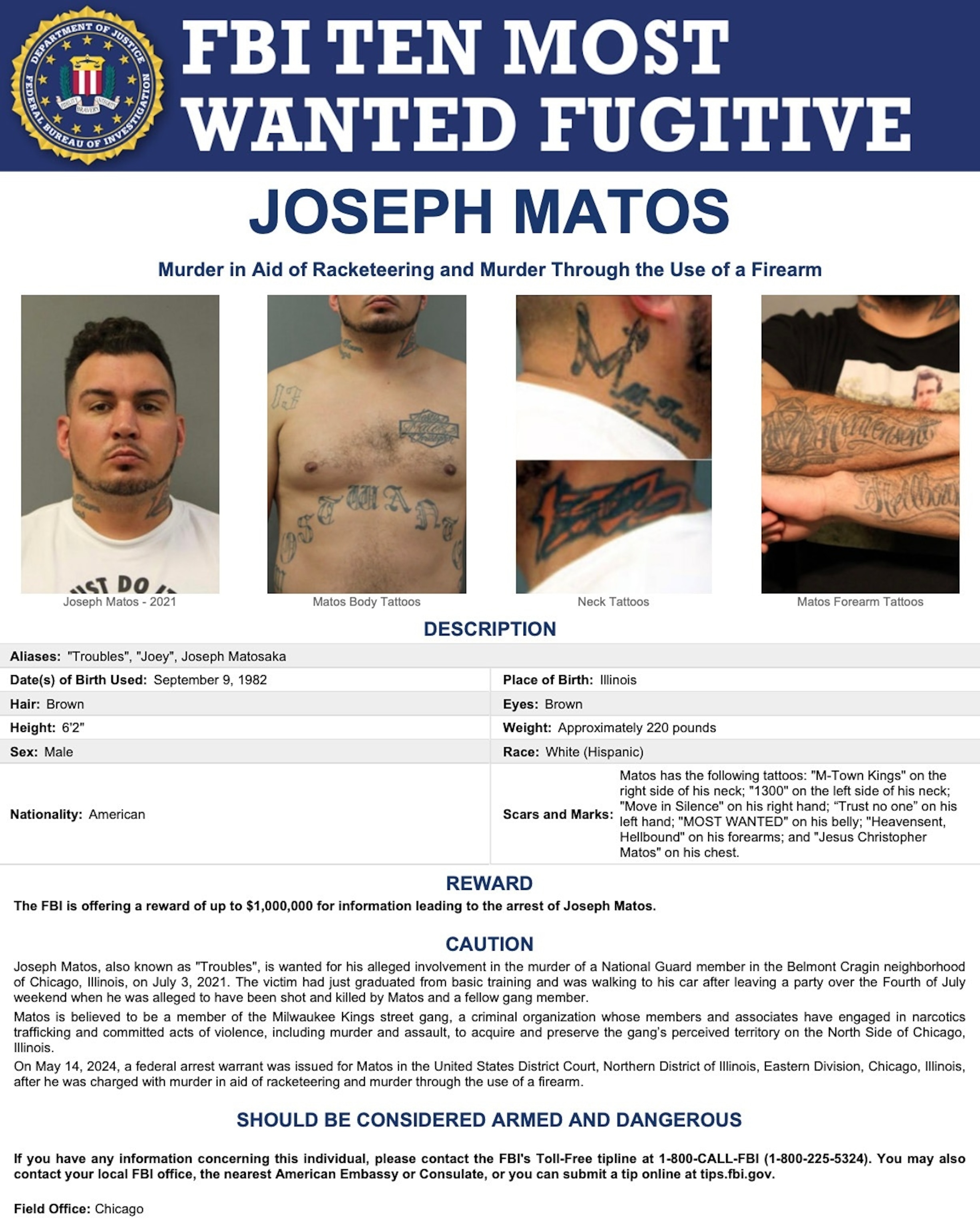 PHOTO: wanted poster for Joseph Matos.
