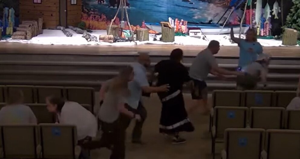 PHOTO: The CrossPointe Community Church in Wayne, Michigan, was live streaming its service, June 22, 2025, when a gunman opened fire, causing parishioners to run for cover.