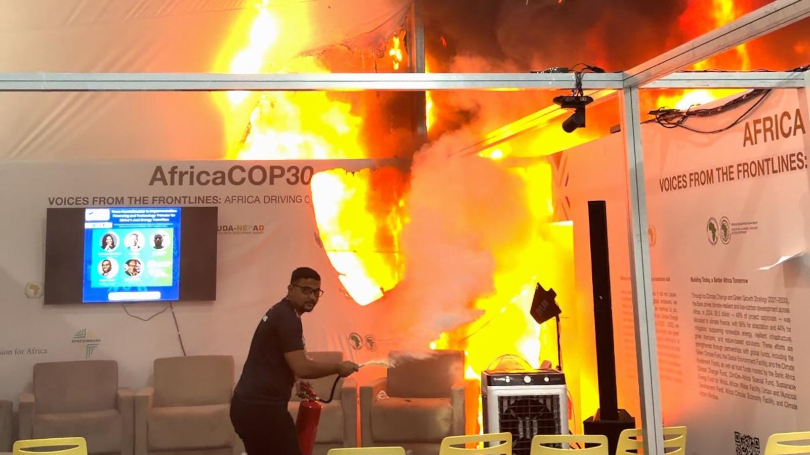 Brand leidt tot evacuaties tijdens VN-klimaatbesprekingen in Brazilië, en 13 mensen hebben rook ingeademd