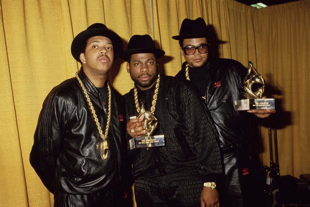 PHOTO: American hip hop group Run-DMC at the 1987 Soul Train Music Awards, held at the Santa Monica Civic Auditorium in Santa Monica, California, 23rd March 1987.