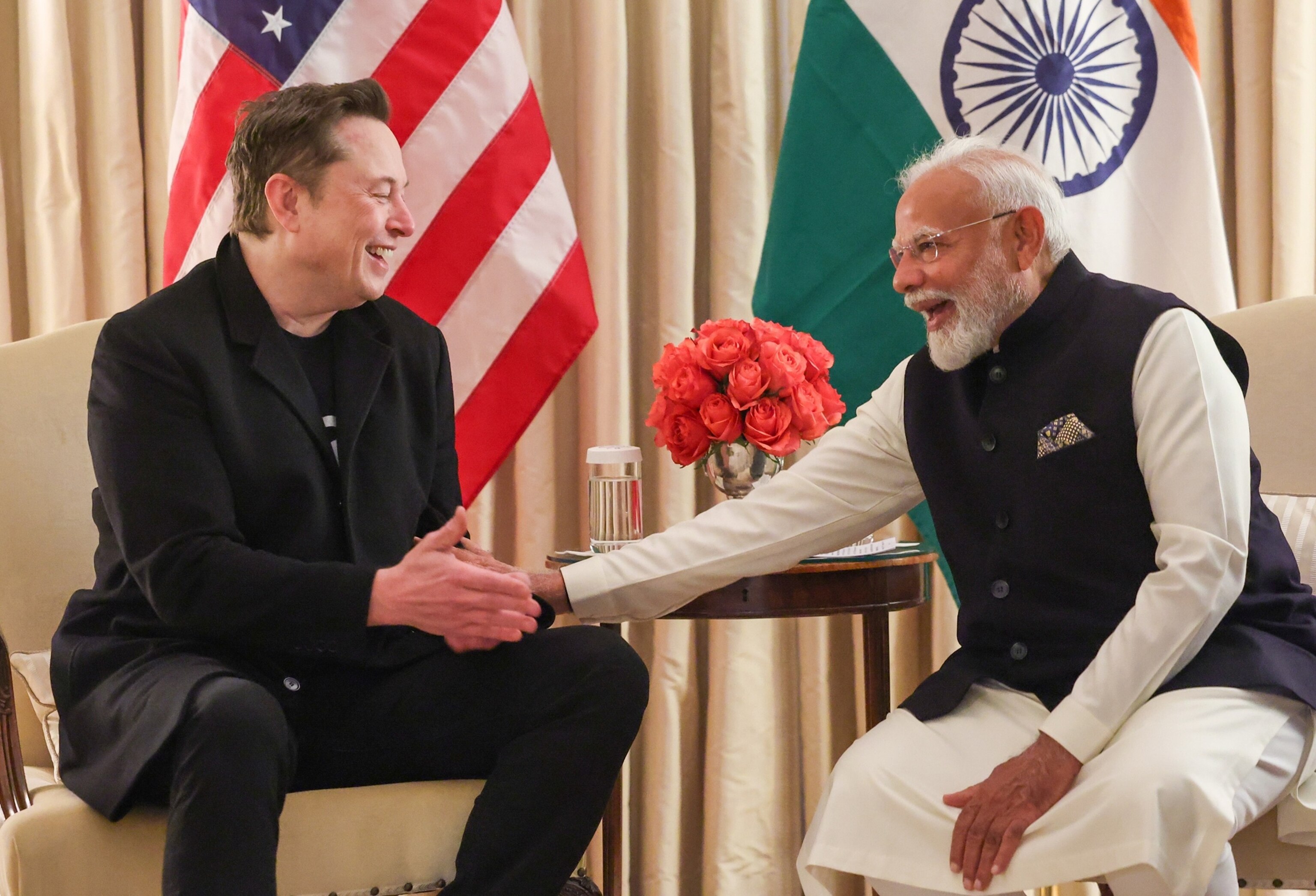 PHOTO: Prime Minister of India Narendra Modi shared photos of his meeting with Elon Musk and his children at the Blair House