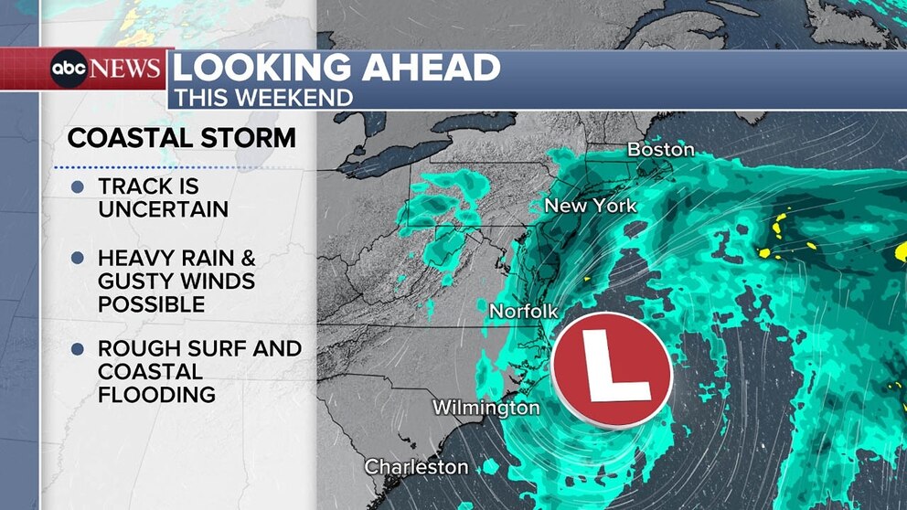 PHOTO: A coastal storm is expected to develop by the weekend off the Southeast coast.