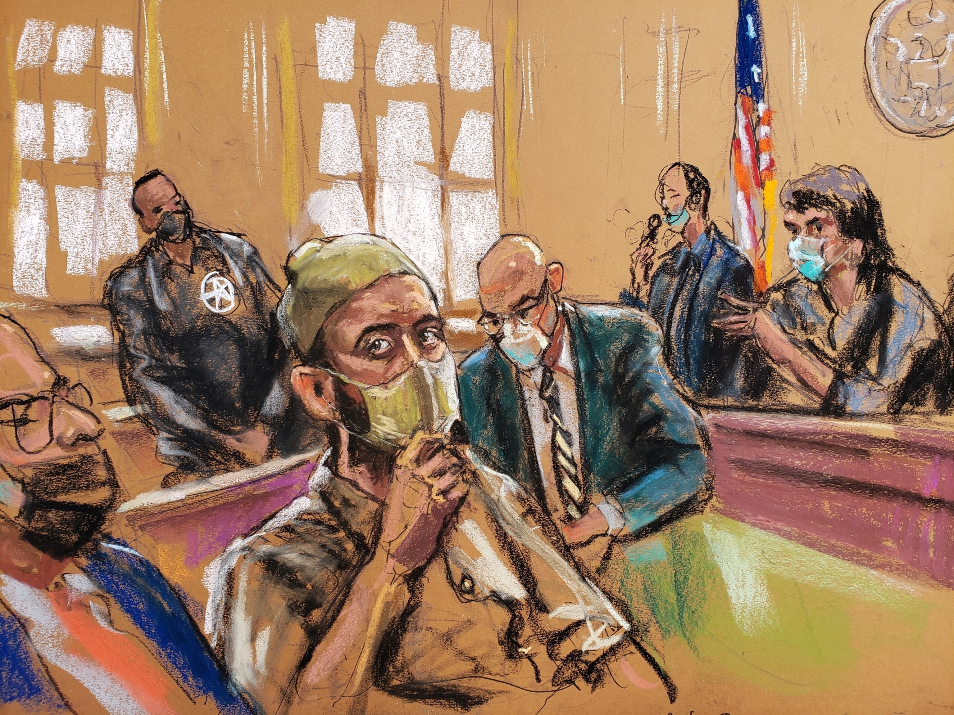 PHOTO: Former Taliban commander Haji Najibullah during a court hearing in New York, Oct. 15, 2021, in this courtroom sketch. 