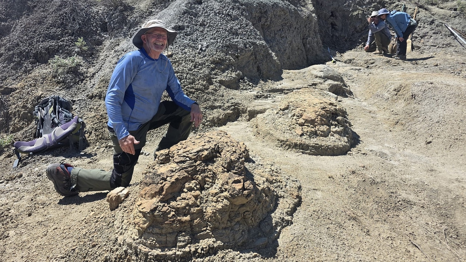 One high school teacher could not contain his excitement when he came across several giant three-toed track prints that appeared to be T. Rex footprints in North Dakota.