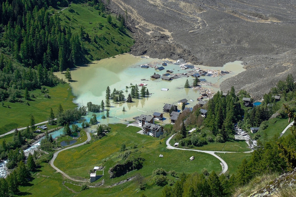 PHOTO: This photograph shows the small village of Blatten, near the Bietschhorn mountain of the Swiss Alps, destroyed by a landslide after part of the huge Birch Glacier collapsed, in Blatten, Switzerland, May 29, 2025. 
