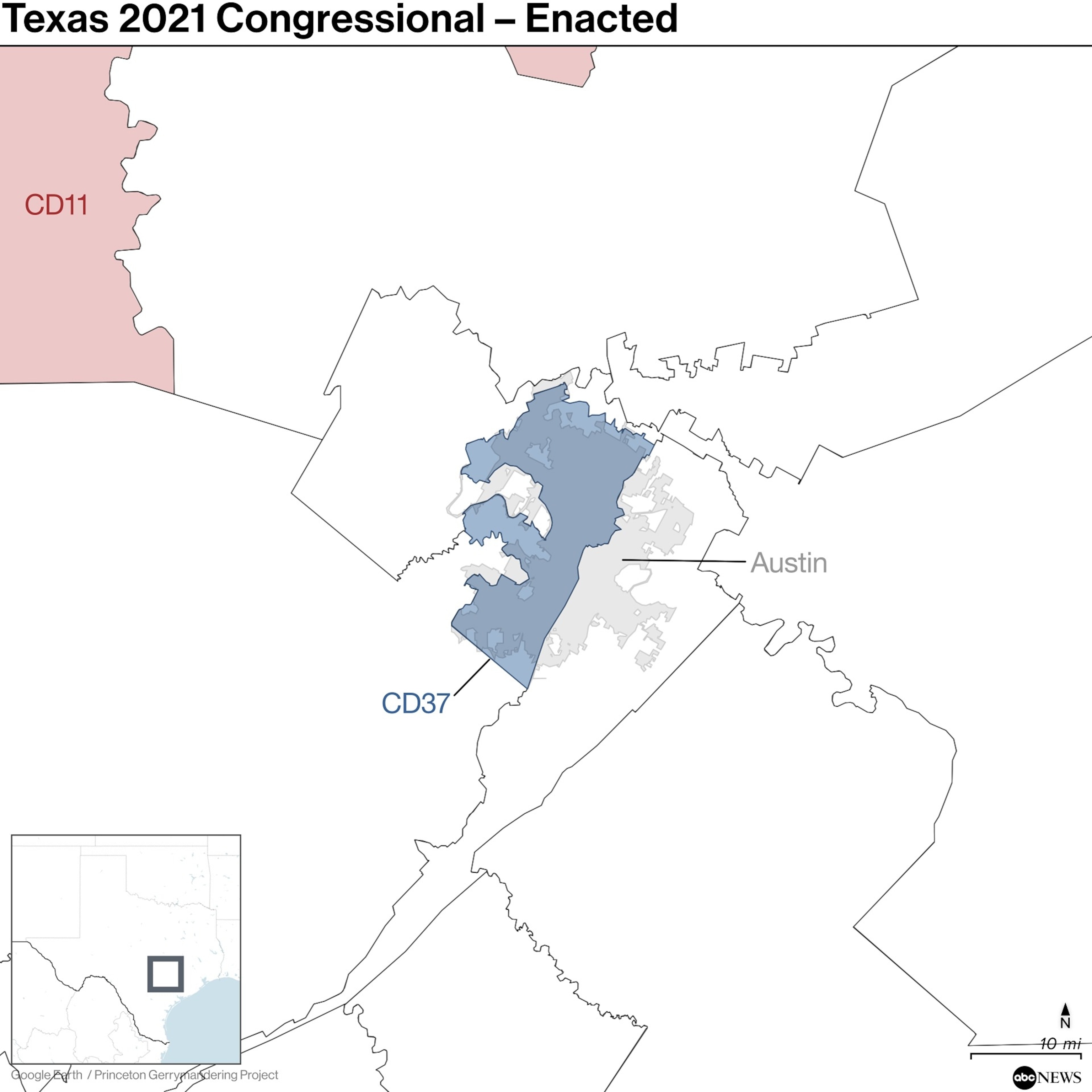 PHOTO: Texas 2021 Congressional map in Austin area