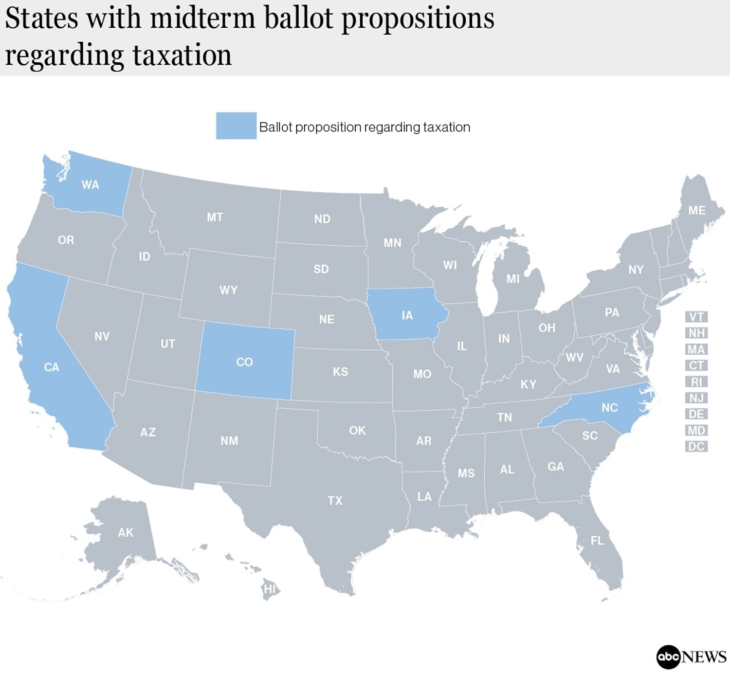 States with midterm ballot propositions regarding taxation ABC News