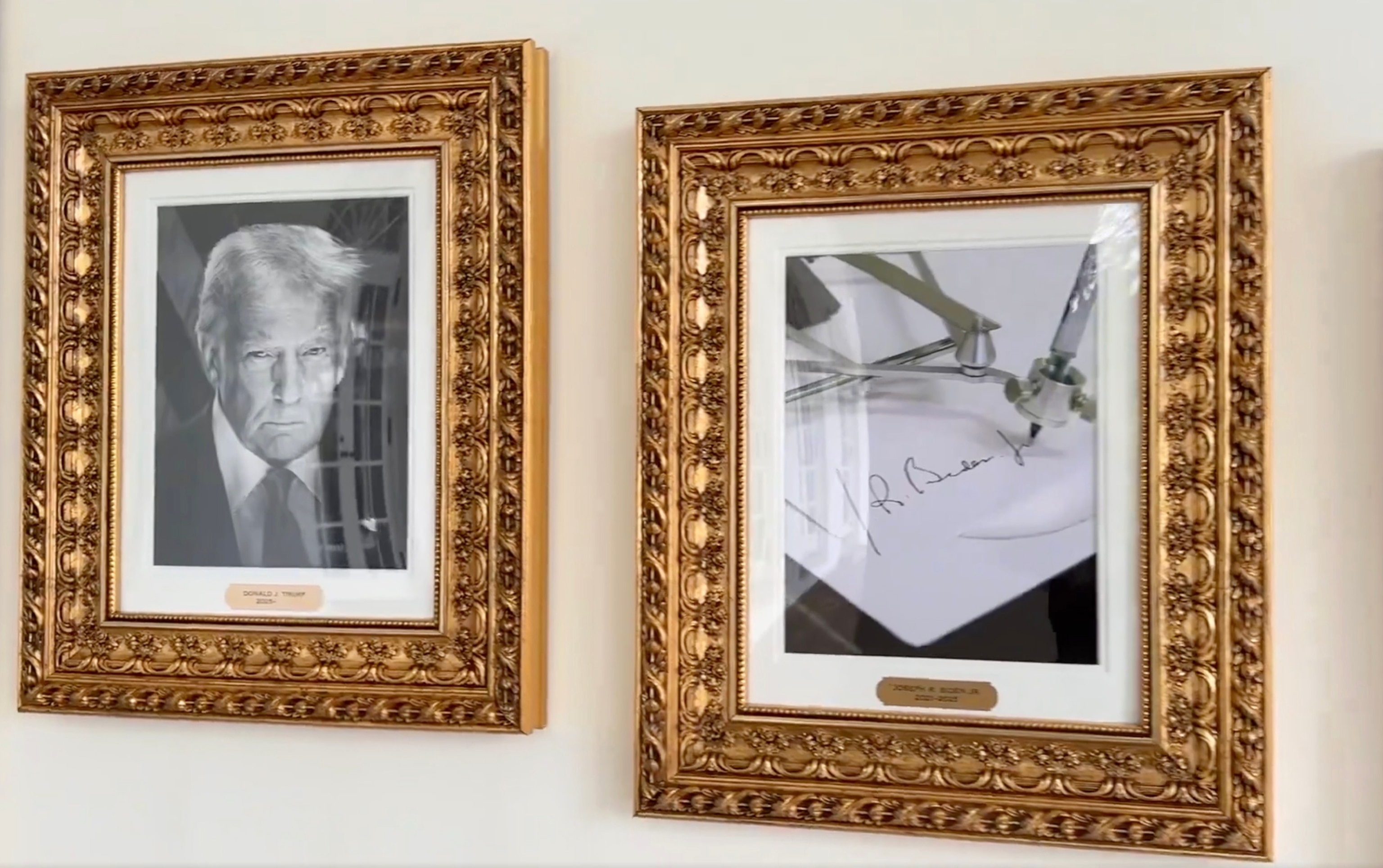 PHOTO: A new “Presidential Walk of Fame” has been built along the West Wing Colonnade featuring portraits of all the Presidents, however, rather than putting up former President Joe Biden’s portrait, a picture of an autopen is there instead.