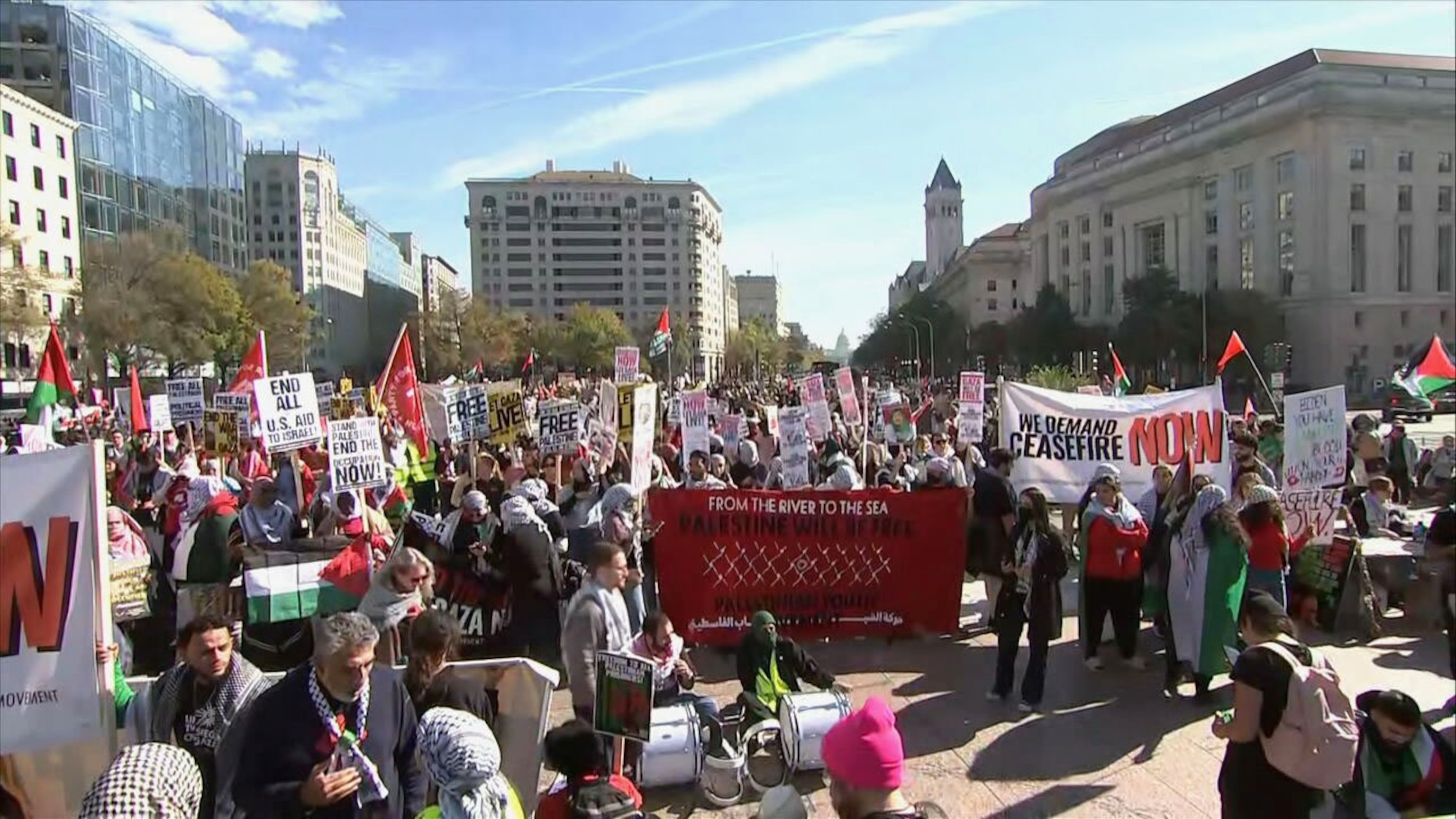 PHOTO: Demonstrators rally in support of Palestinians in Washington, D.C., on Nov. 4, 2023.