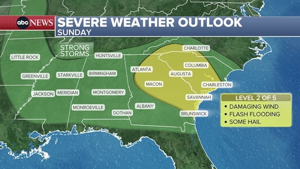 PHOTO: Sunday's severe weather outlook