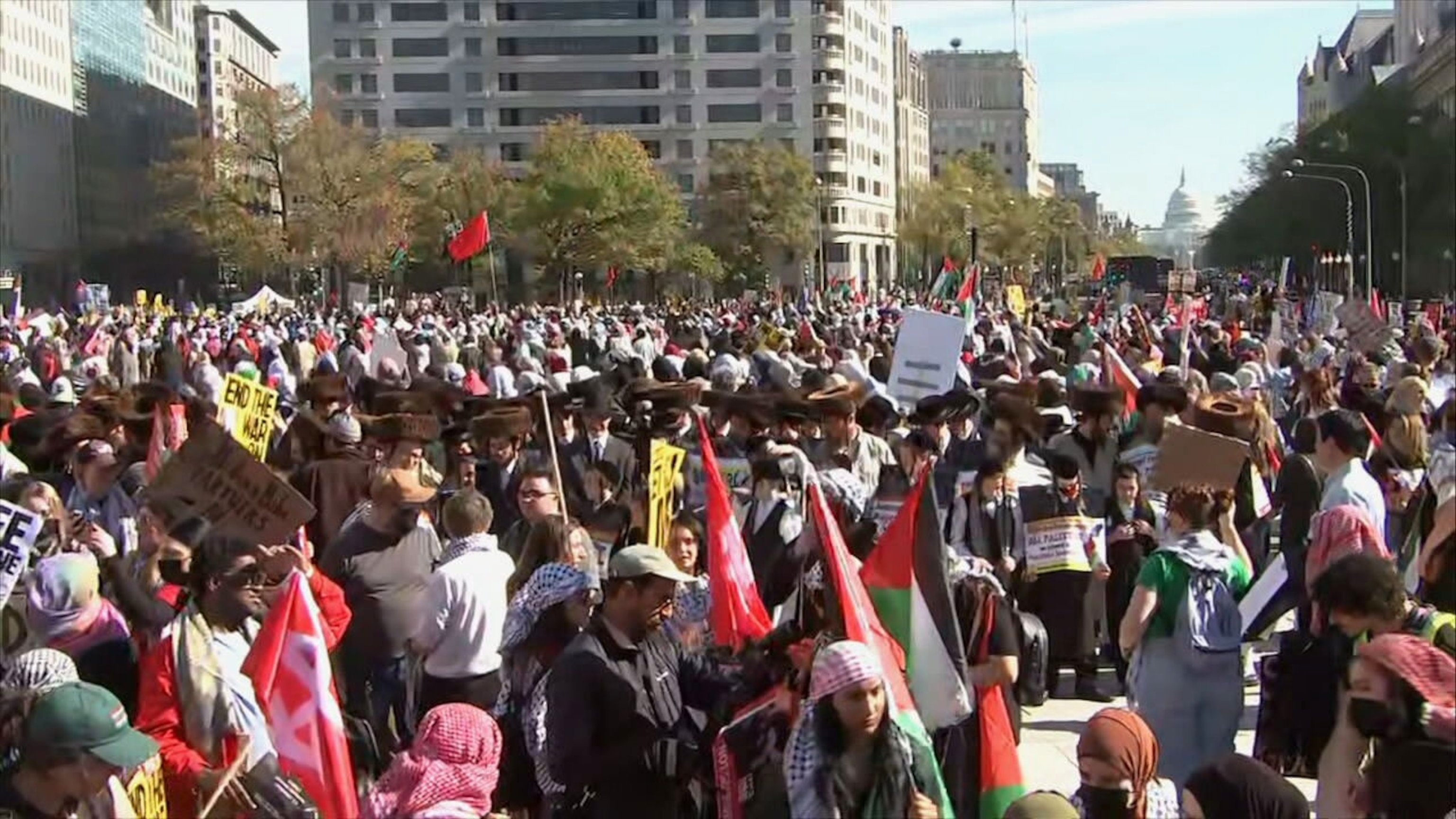 Thousands of protesters gather in DC to call for a cease-fire in Gaza ...